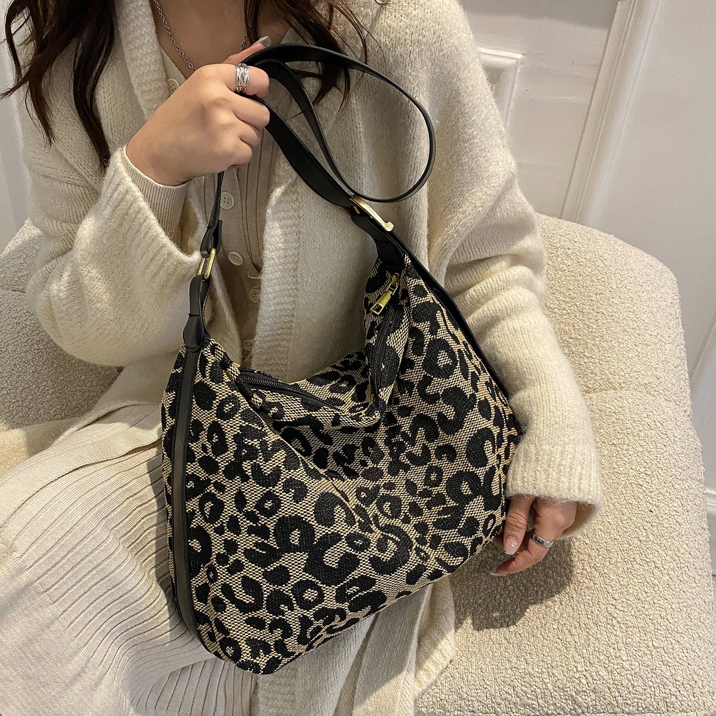 Honeybee Mumford's Leather Leopard Shoulder Bag