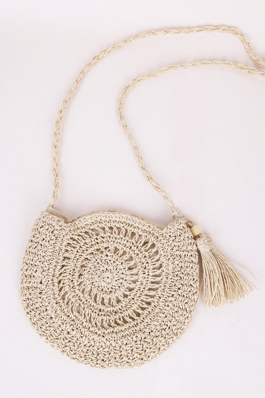 Honeybee Mumford's Tassel Straw Braided Strap Shoulder Bag