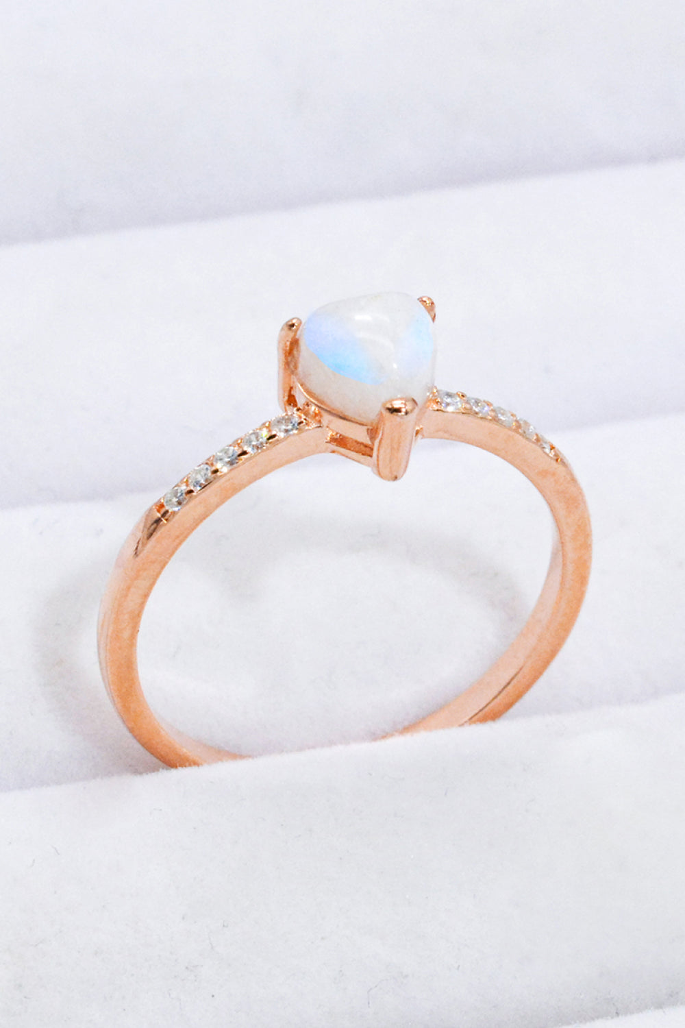 Honeybee Mumford's Natural Moonstone Heart 18K Rose Gold-Plated Ring