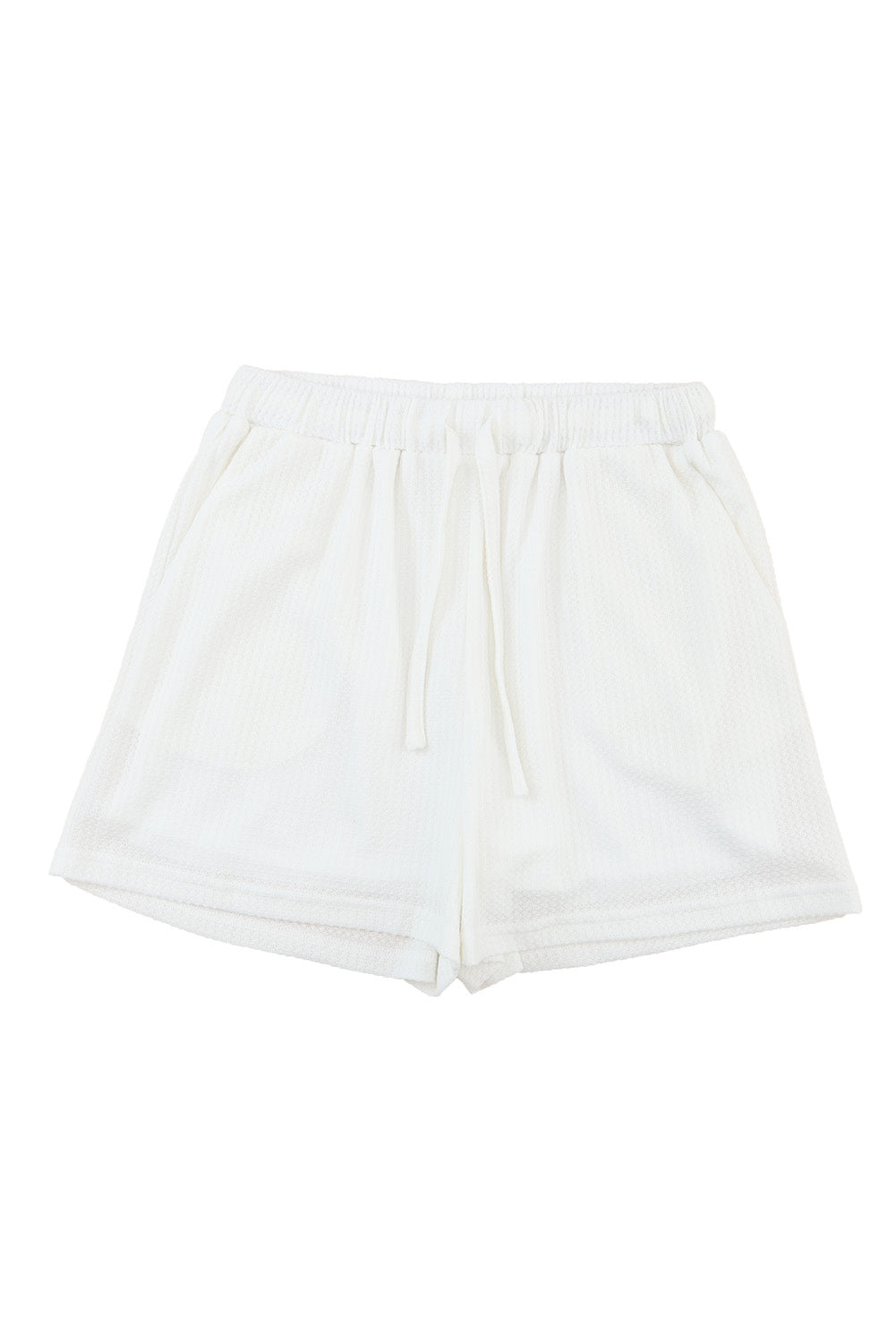 Honeybee Mumford's White Waffle Knit Lace-up High Waist Wide Leg Casual Shorts