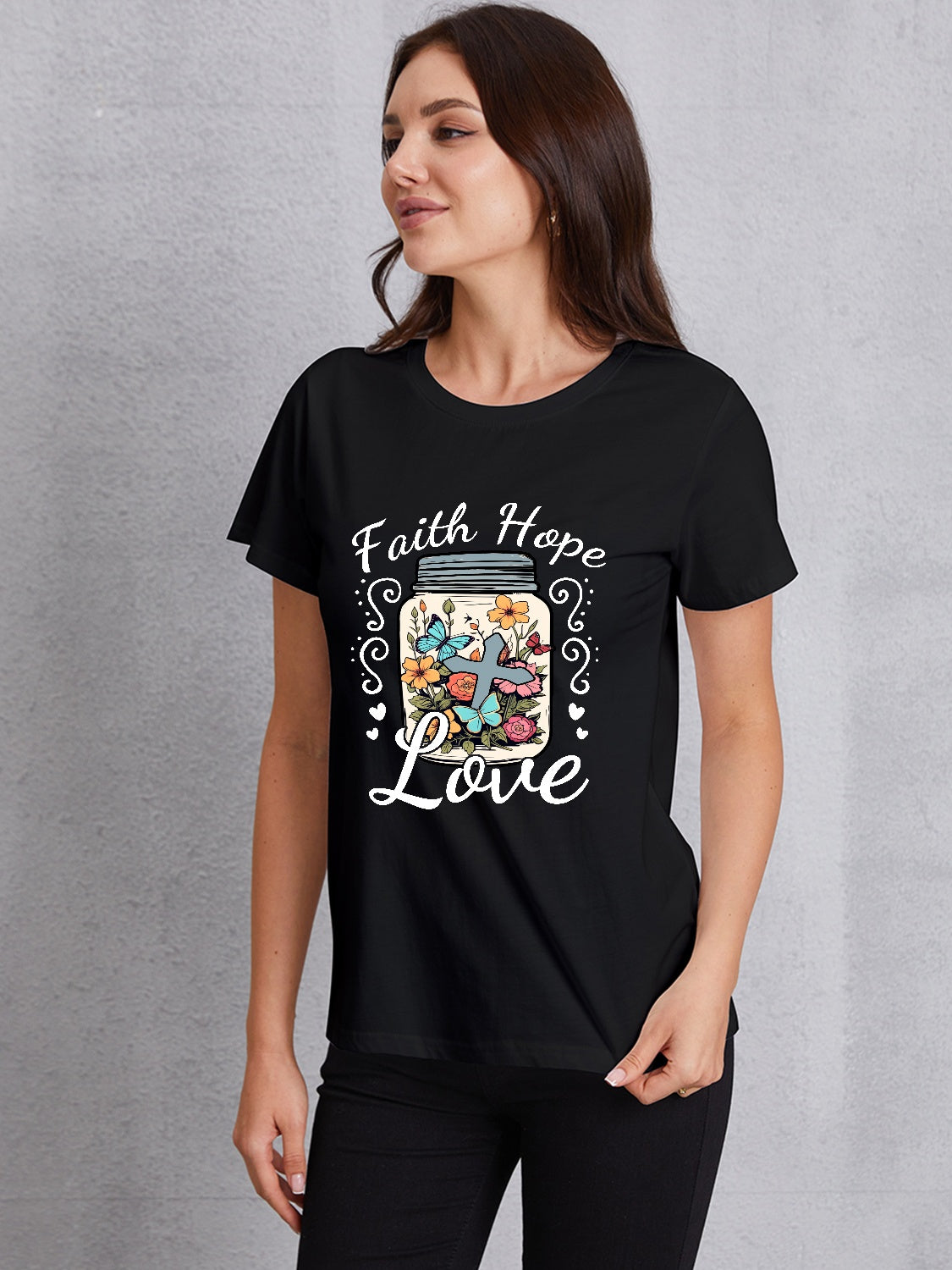 Honeybee Mumford's FAITH HOPE LOVE Round Neck T-Shirt