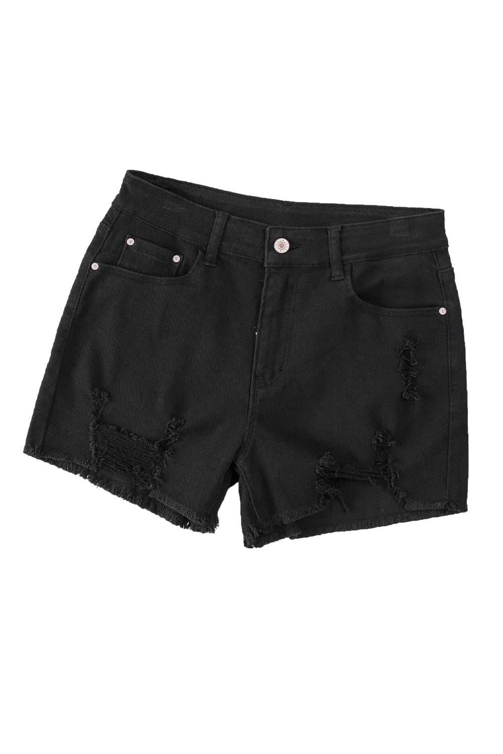 Honeybee Mumford's Black Solid Color Distressed Denim Shorts