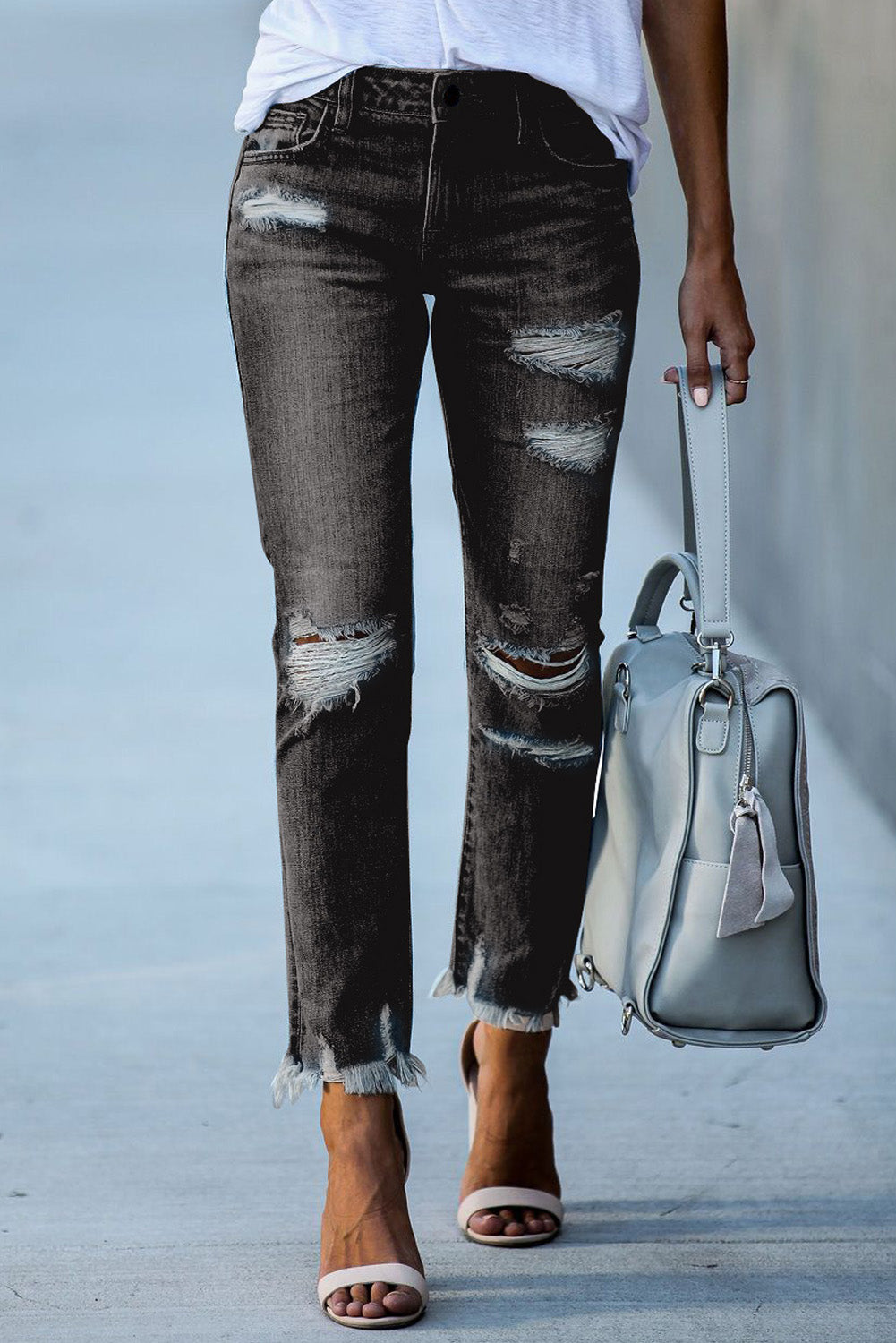 Honeybee Mumford's Black Distressed Boyfriend Denim Pants