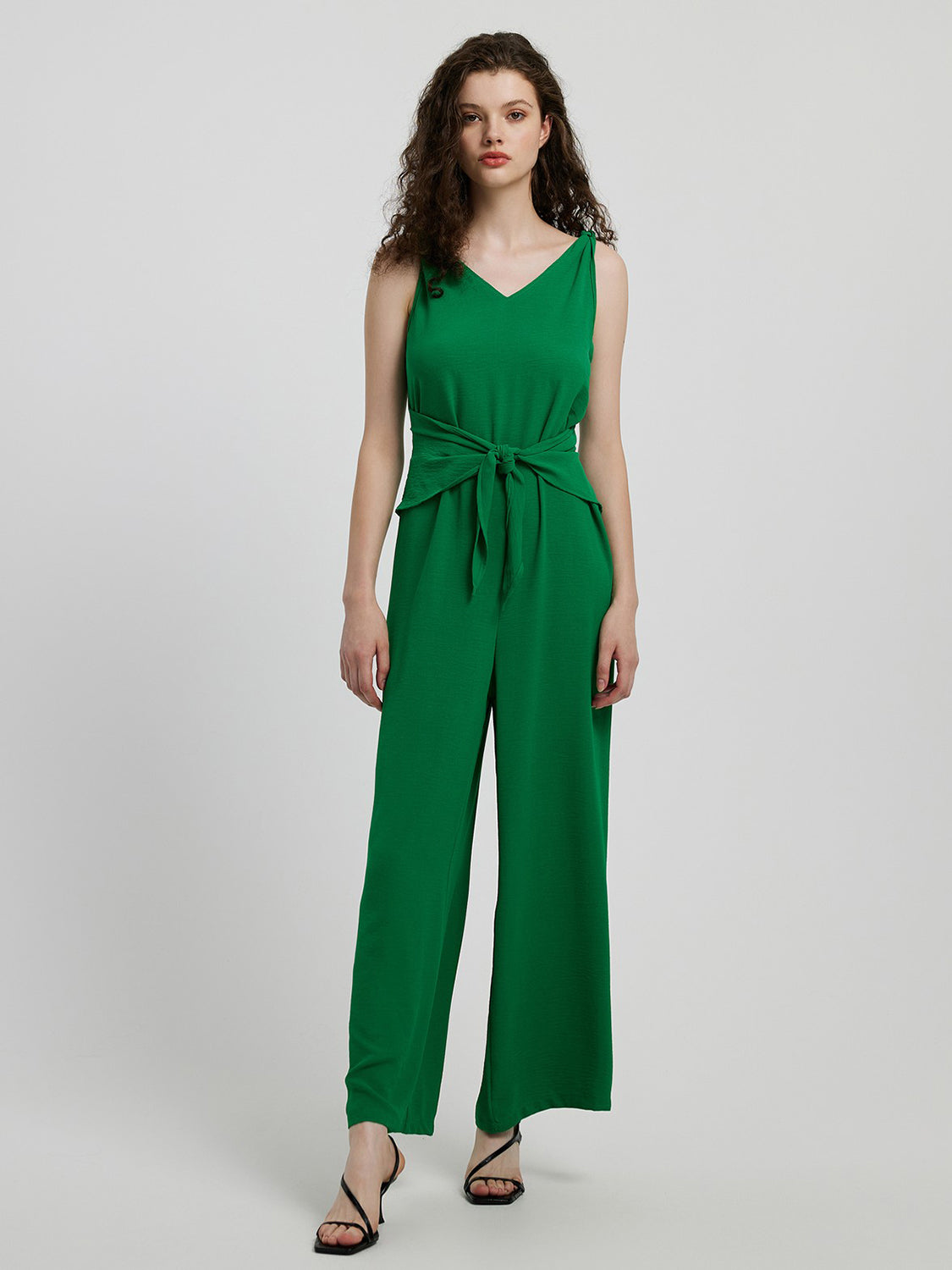 Honeybee Mumford's Knot Detail Tie Front Sleeveless Jumpsuit