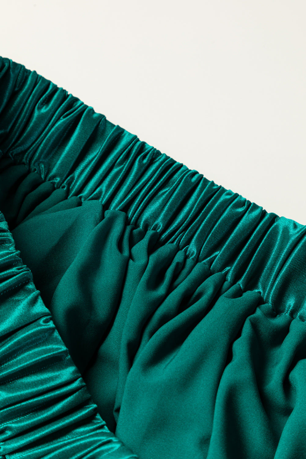 Honeybee Mumford's Blackish Green Satin Elastic Waist Pleated Maxi Skirt