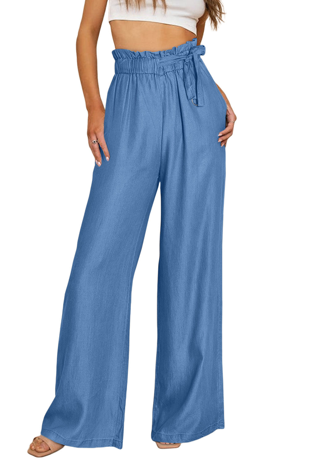 Honeybee Mumford's High Waist Pocketed Wide Leg Tencel Jeans