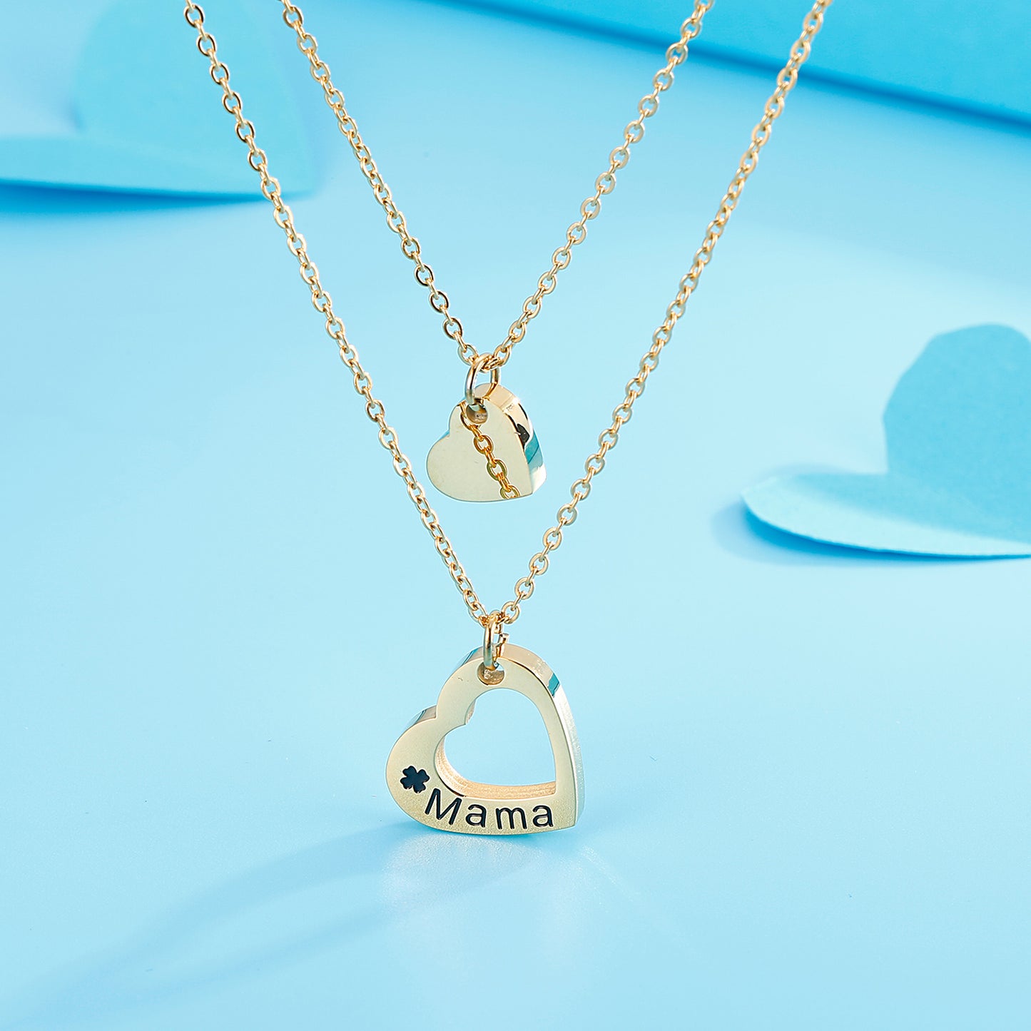 Honeybee Mumford's "Mama" Heart Cutout Double-Layered Necklace