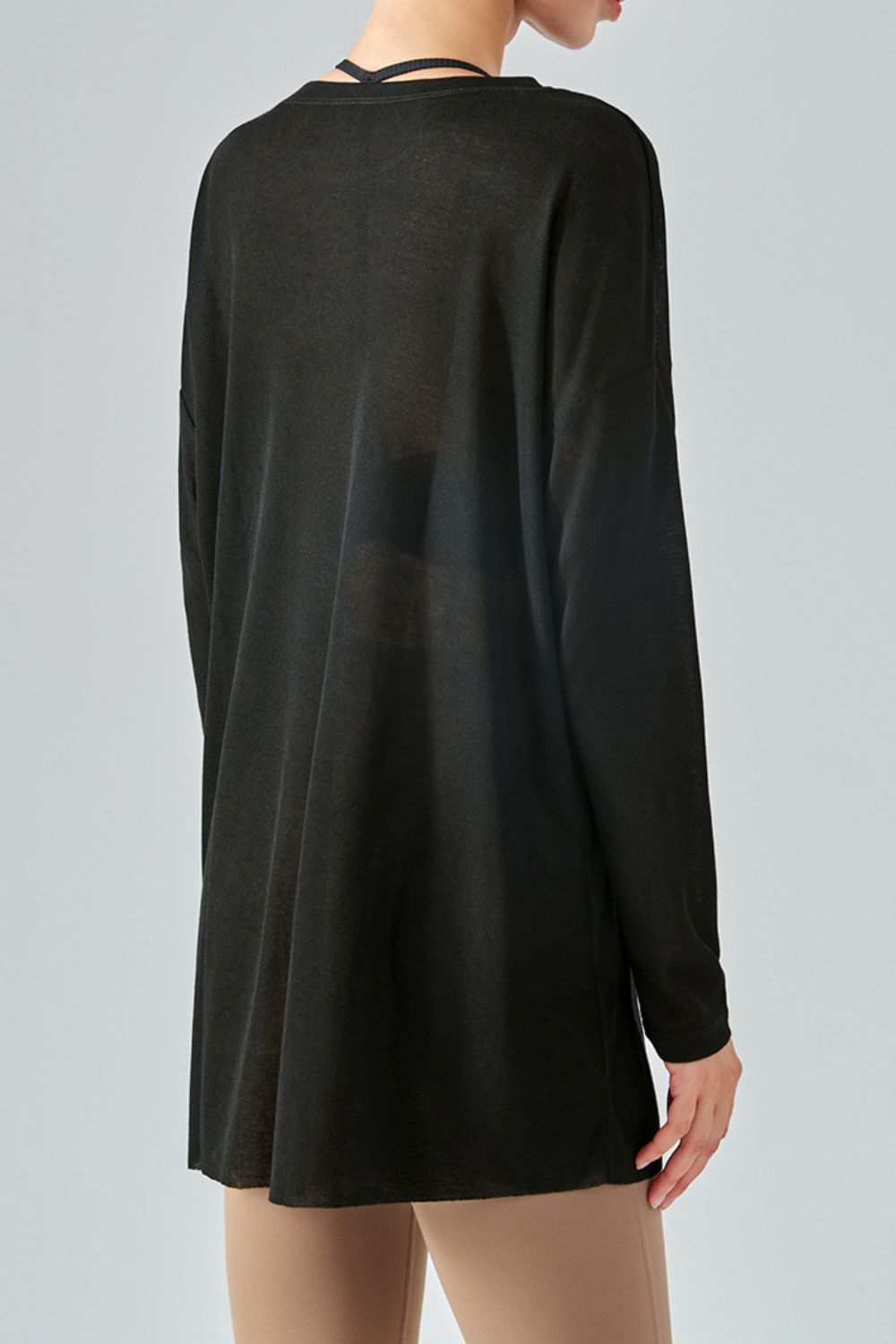 Honeybee Mumford's Round Neck Slit Sheer Tunic Sports Top