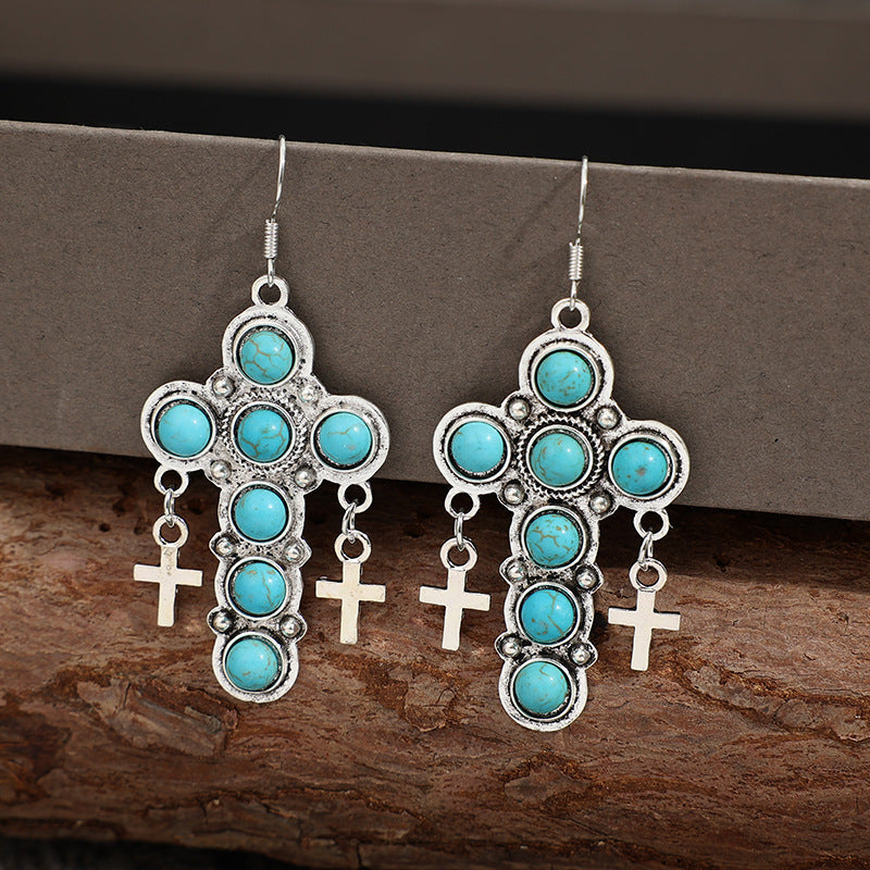 honeybee Mumford's Turquoise Cross Shape Earrings