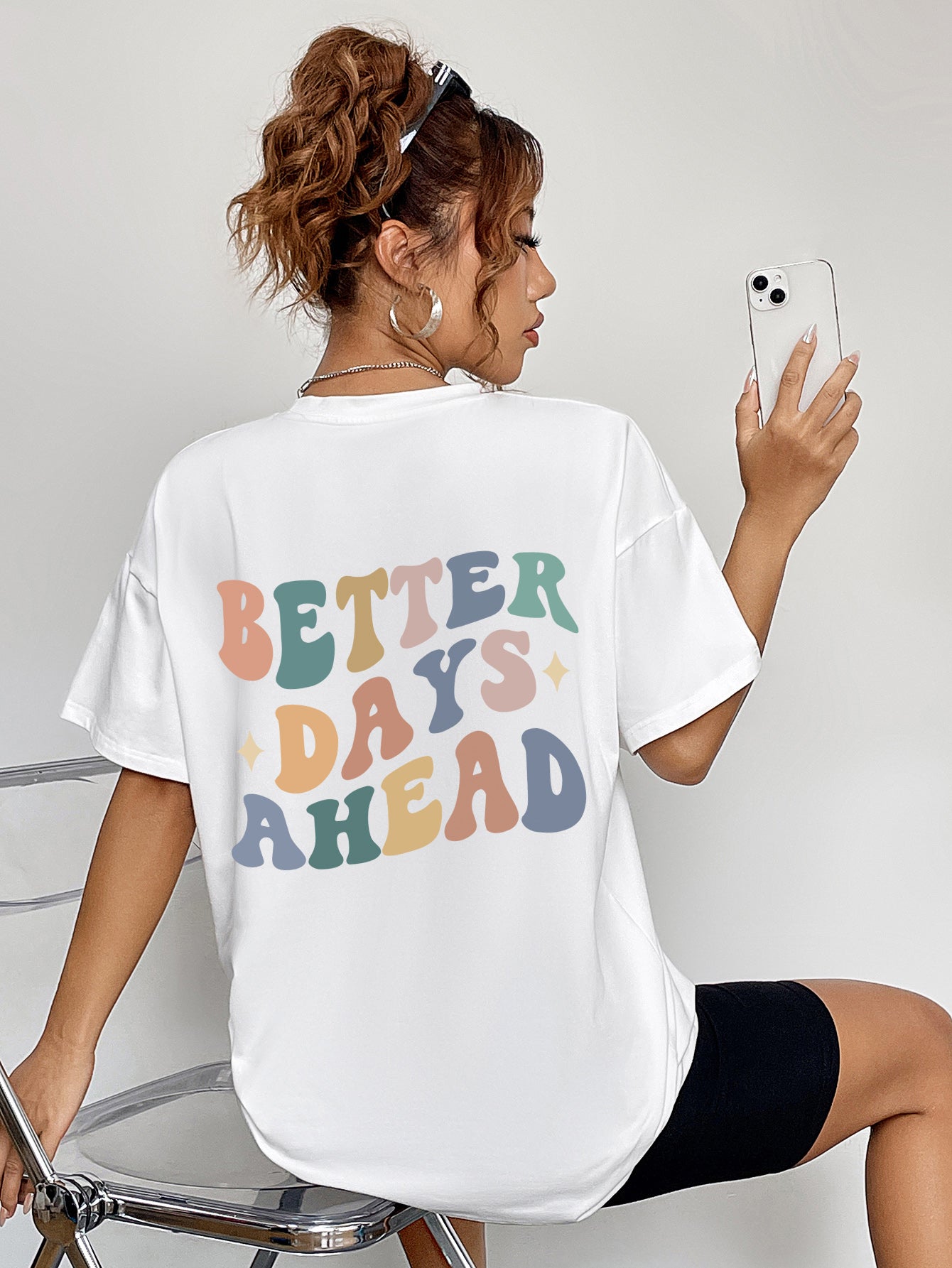 Honeybee Mumford's Graphic "BETTER DAYS AHEAD" Round Neck T-Shirt ( Black, White , Blush Pink and more)