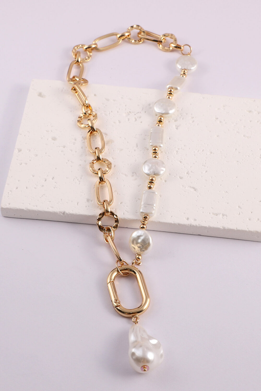 honeybee Mumford's Freshwater Pearl Pendant Chunky Chain Necklace