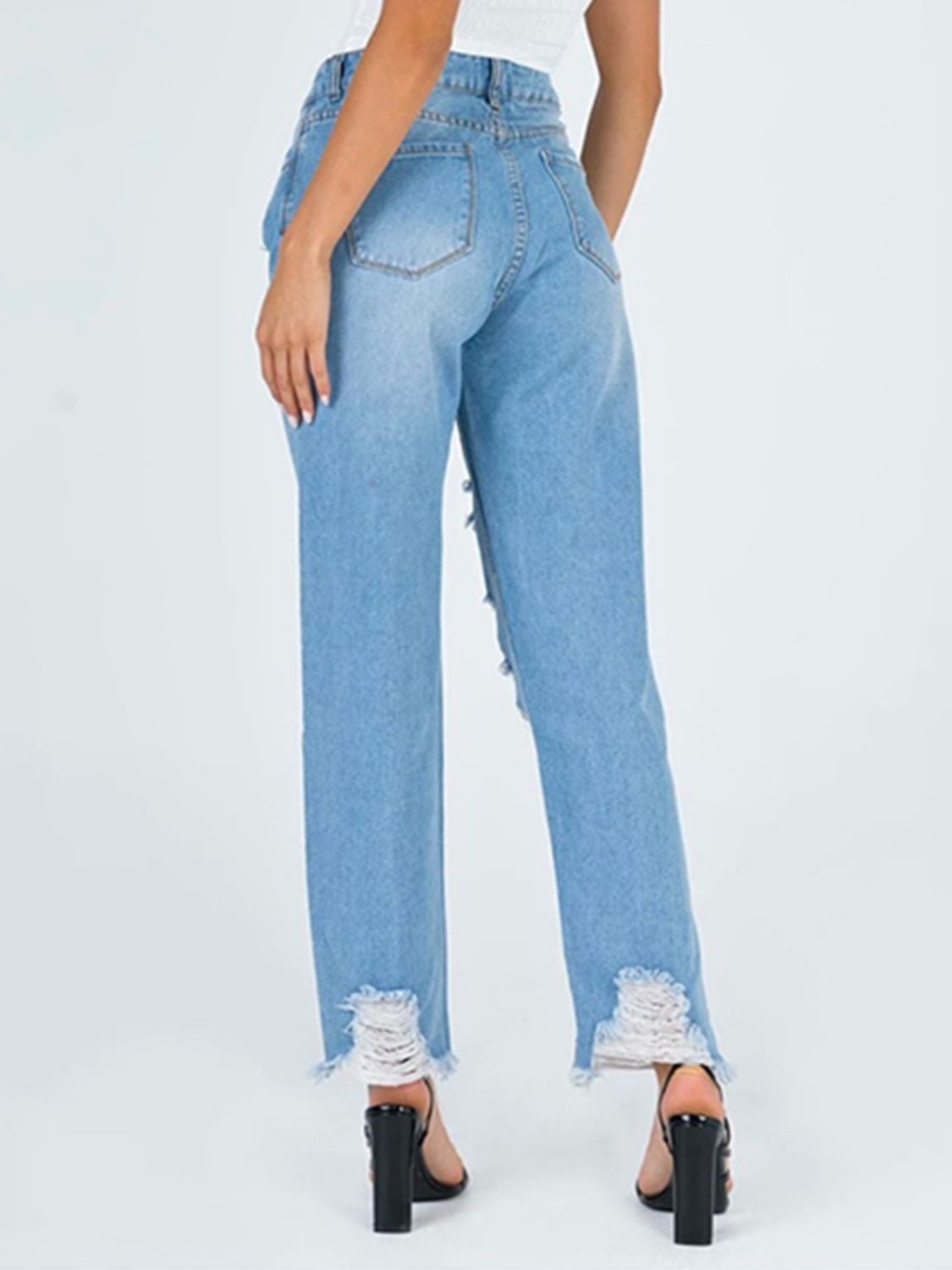 Honeybee Mumford's Raw Hem Distressed Straight Jeans