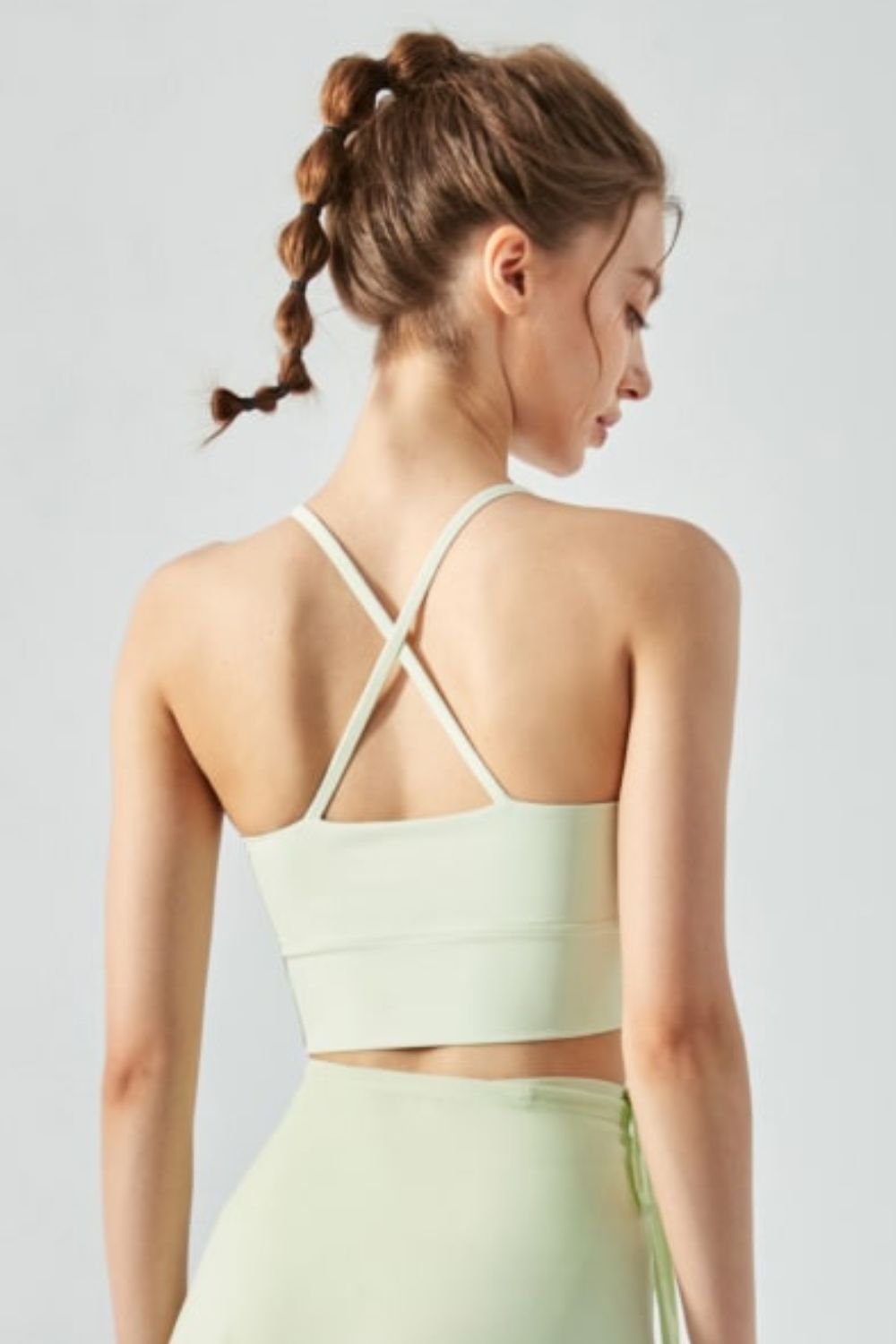 Honeybee Mumford's Crisscross Gathered Detail Cropped Sports Cami