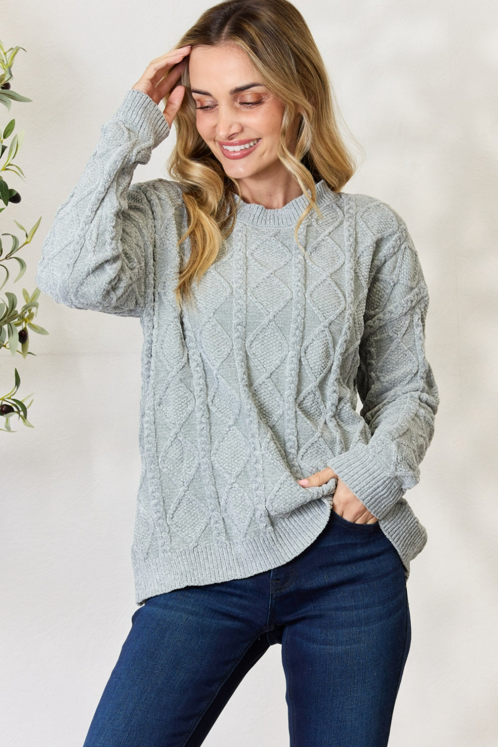 Honeybee Mumford's Cable Knit Round Neck Sweater