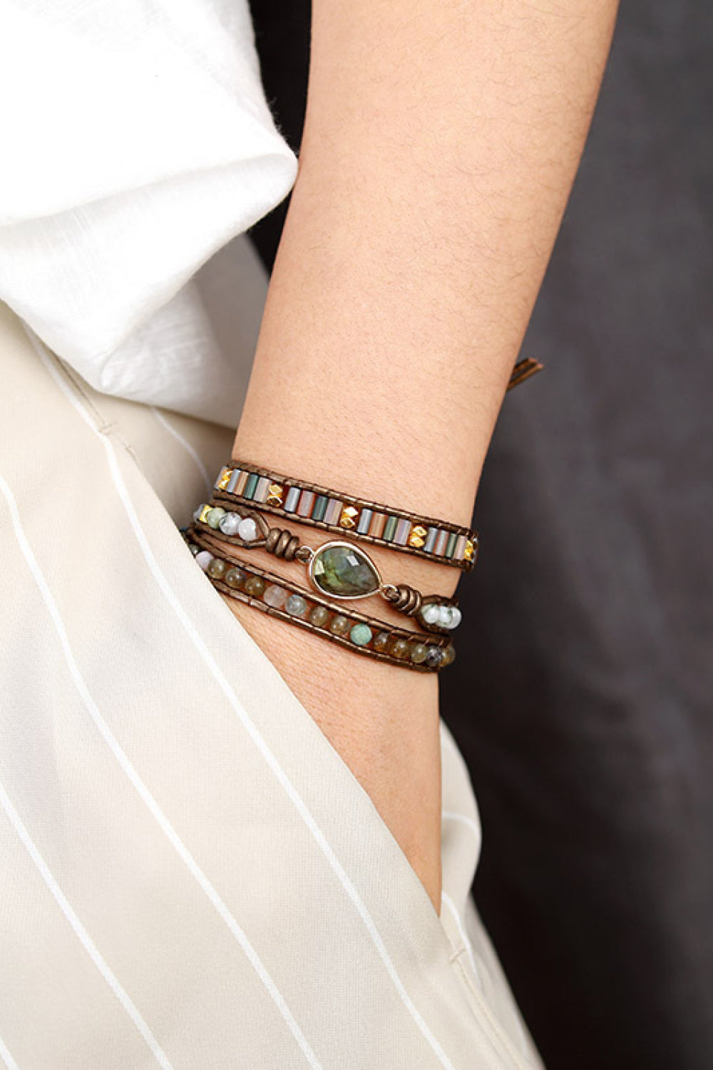 honeybee Mumford's Triple Layer Beaded Bracelet