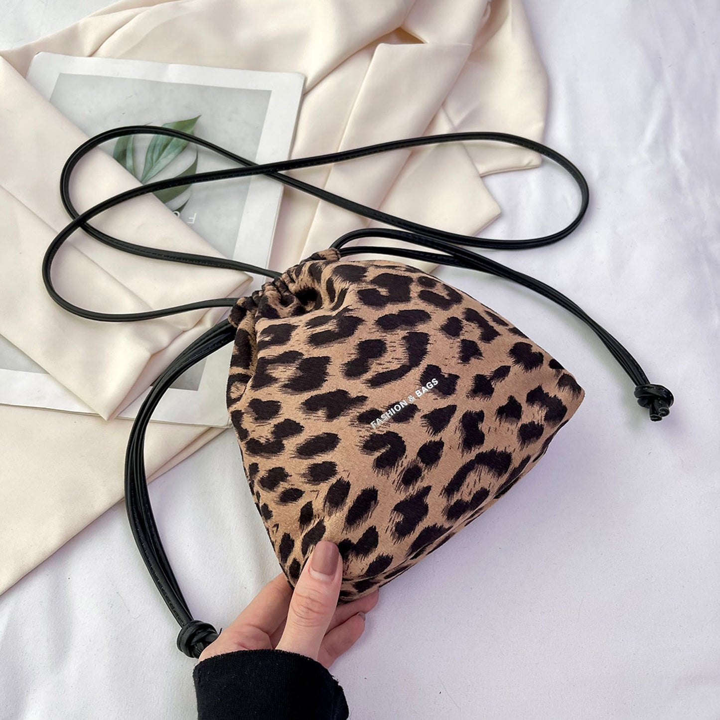 Honeybee Mumford's Drawstring Leopard Crossbody Bag