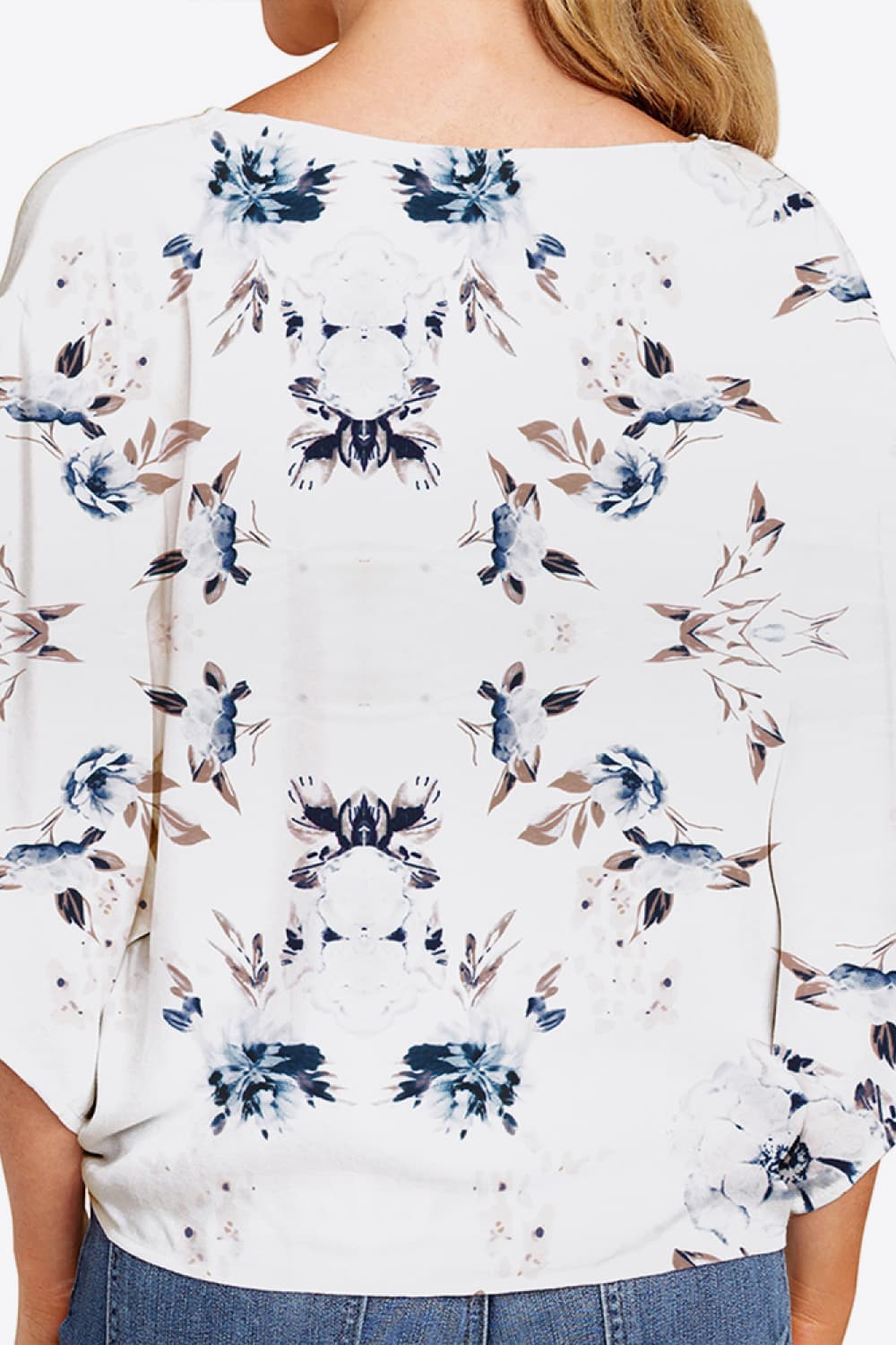 Honeybee Mumford's Printed Deep V Tie Hem Blouse