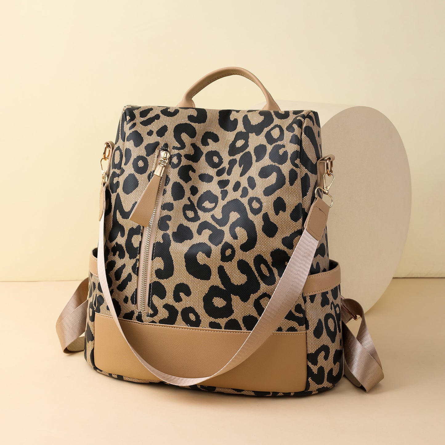 honeybee Mumford's Leopard Leather Backpack Bag