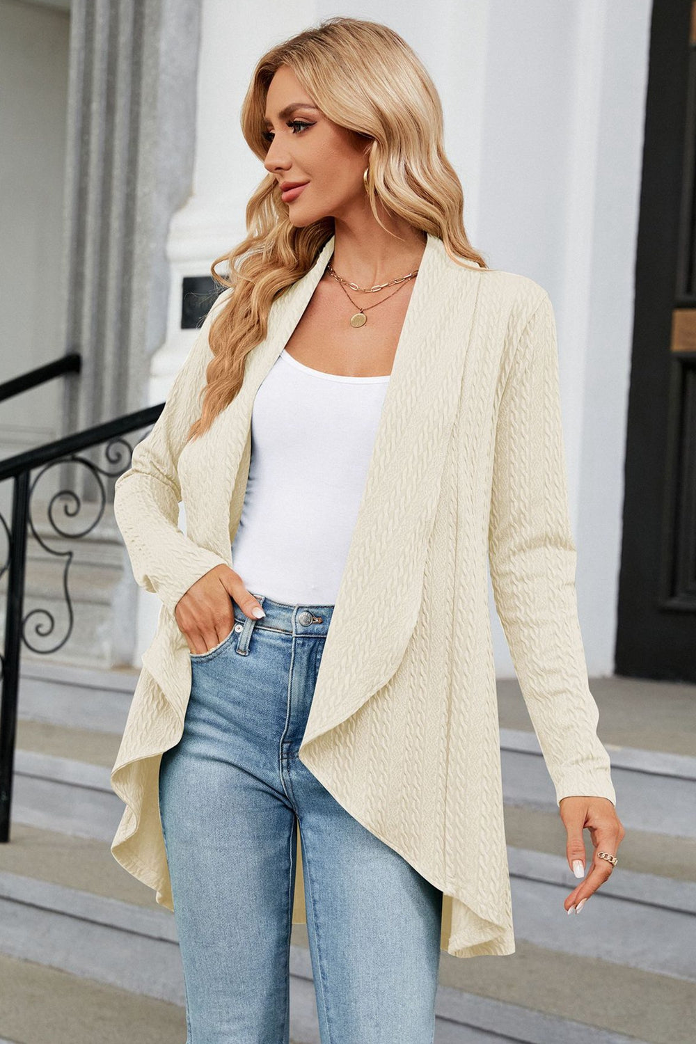 Honeybee Mumford's Open Front Long Sleeve Cardigan