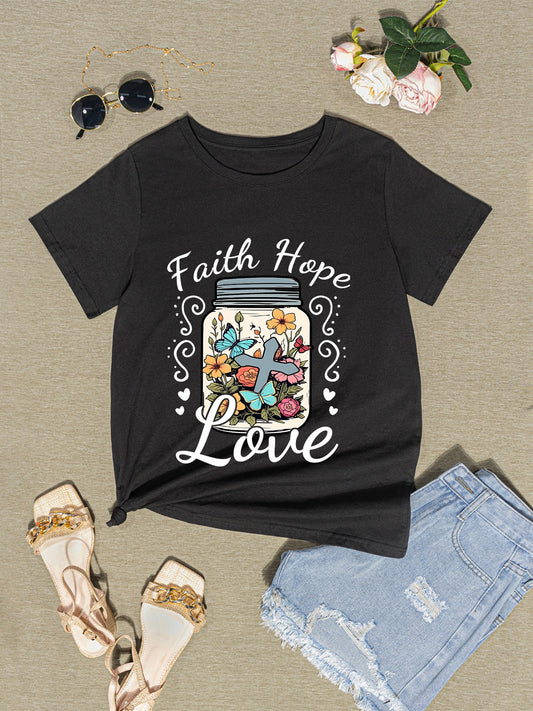 Honeybee Mumford's FAITH HOPE LOVE Round Neck T-Shirt