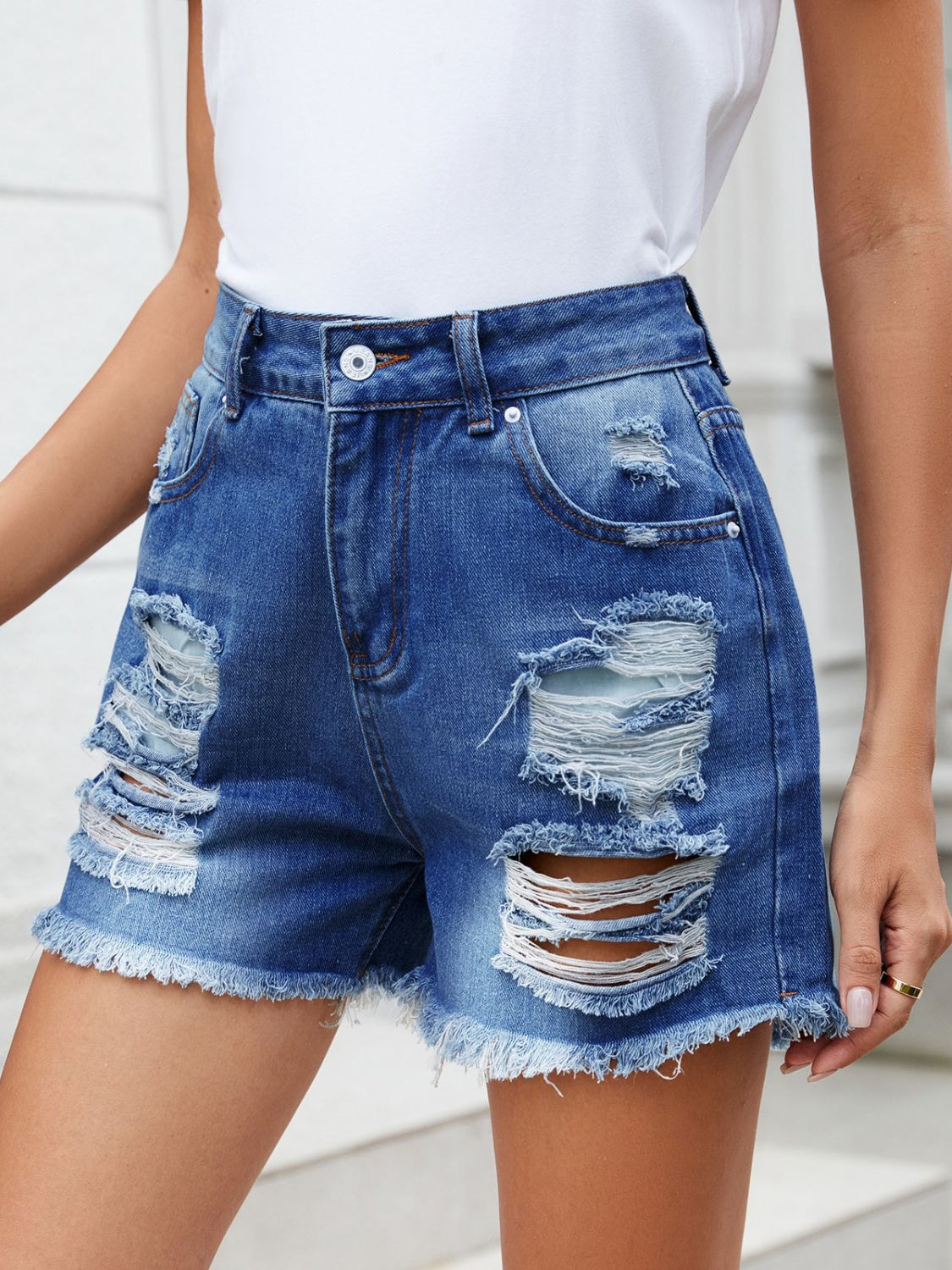 Honeybee Mumford's Distressed Raw Hem Denim Shorts