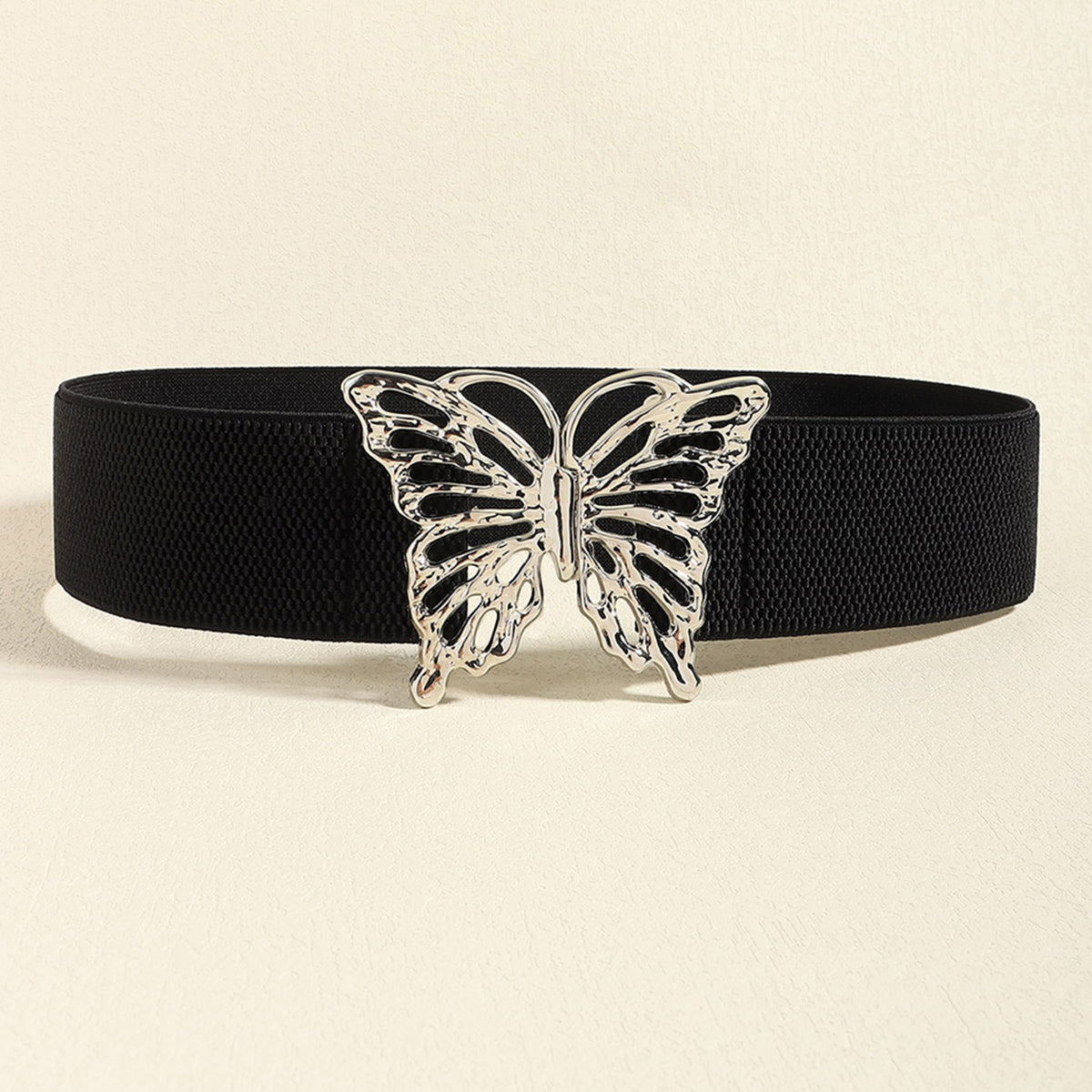 Honeybee Mumford's Butterfly Buckle Elastic Belt in Pastel Yellow, Black, Leopard