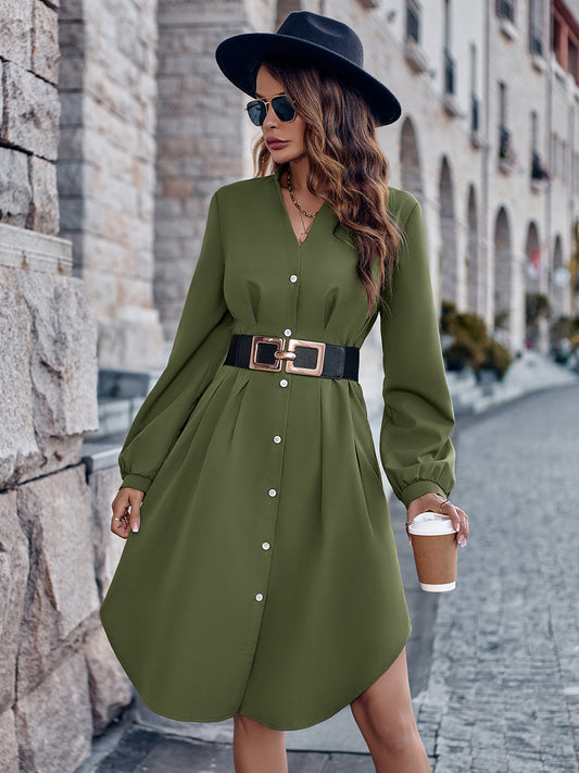 Honeybee Mumford's Notched Neck Long Sleeve Dress