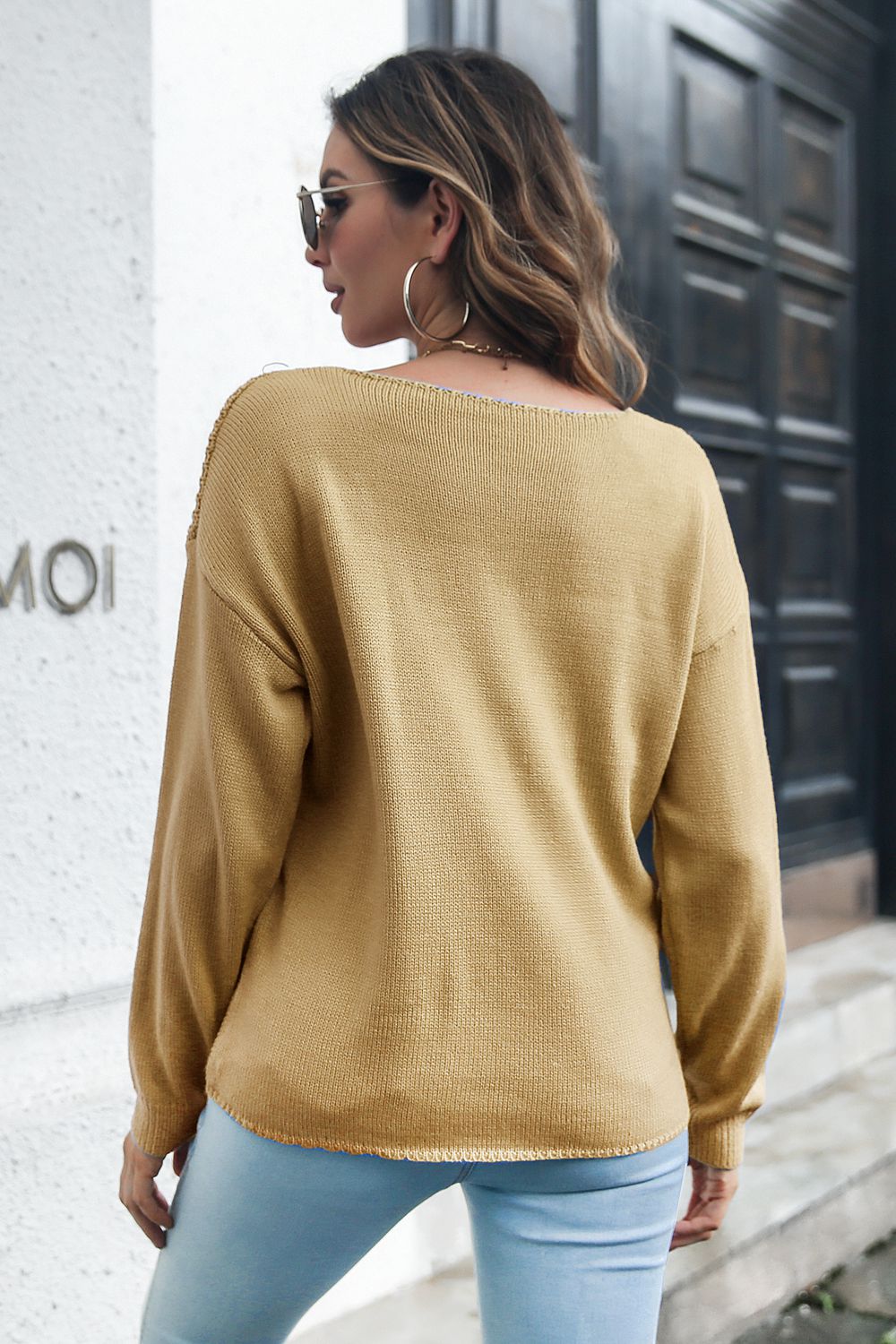 Honeybee Mumford's Cable-Knit V-Neck Sweater