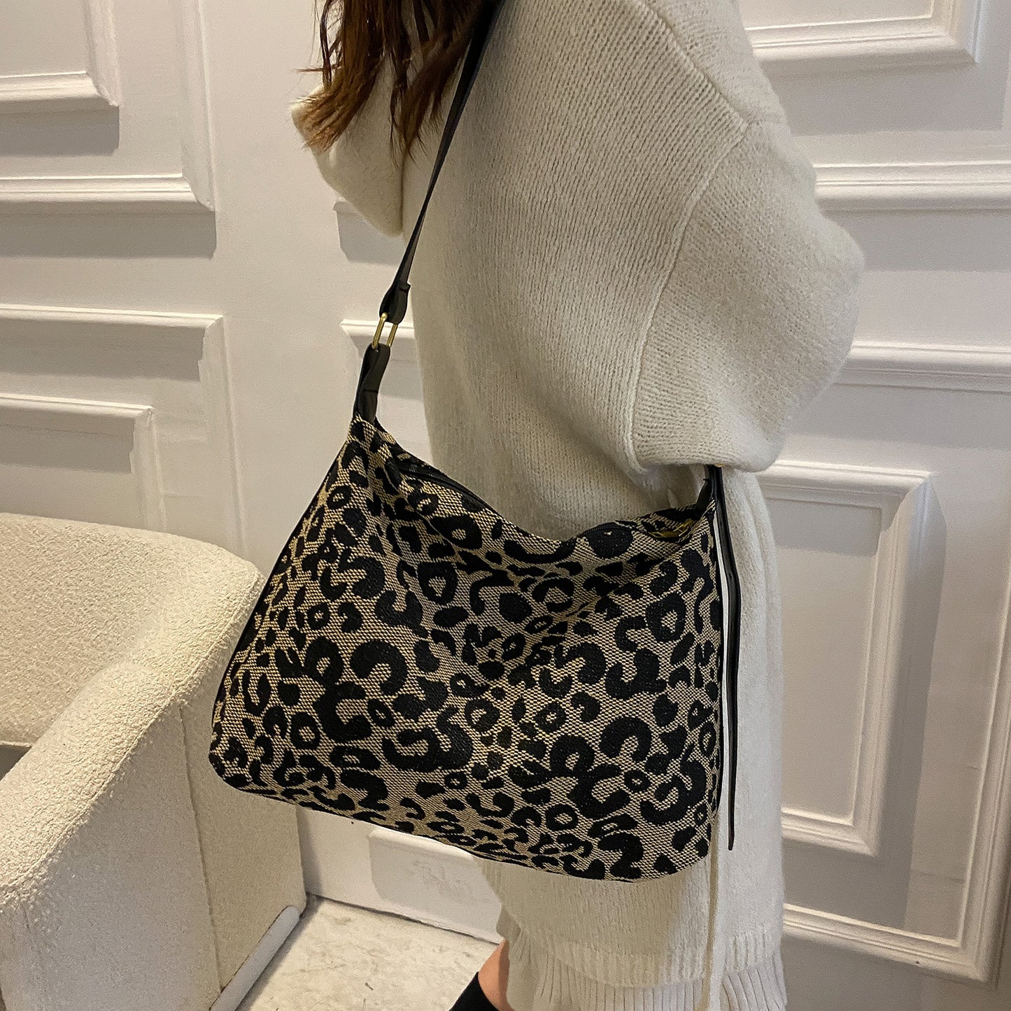 Honeybee Mumford's Leather Leopard Shoulder Bag