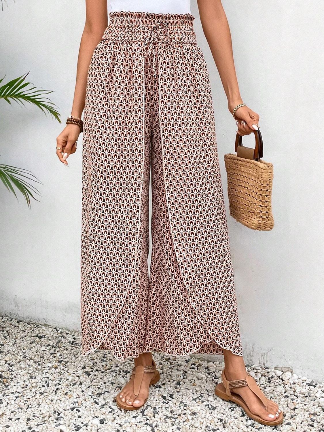 Honeybee Mumford's Tied Printed Wide Leg Pants