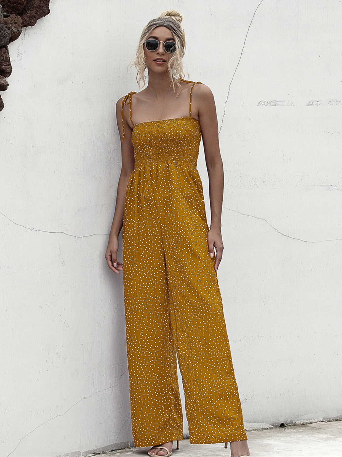 Honeybee Mumford's Square Neck Spaghetti Strap Jumpsuit