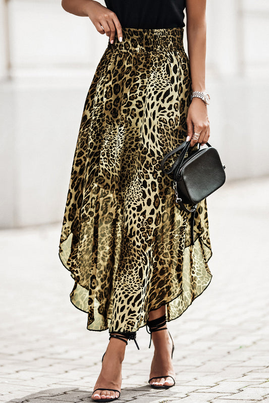 Honeybee Mumford's Smocked Waist Leopard Skirt