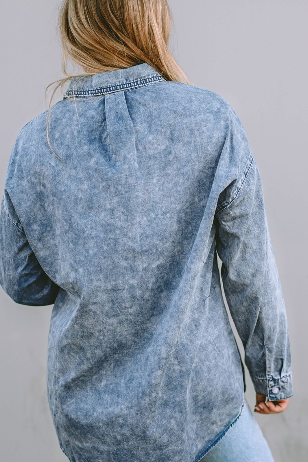 Honeybee Mumford's Button Up Dropped Shoulder Denim Top