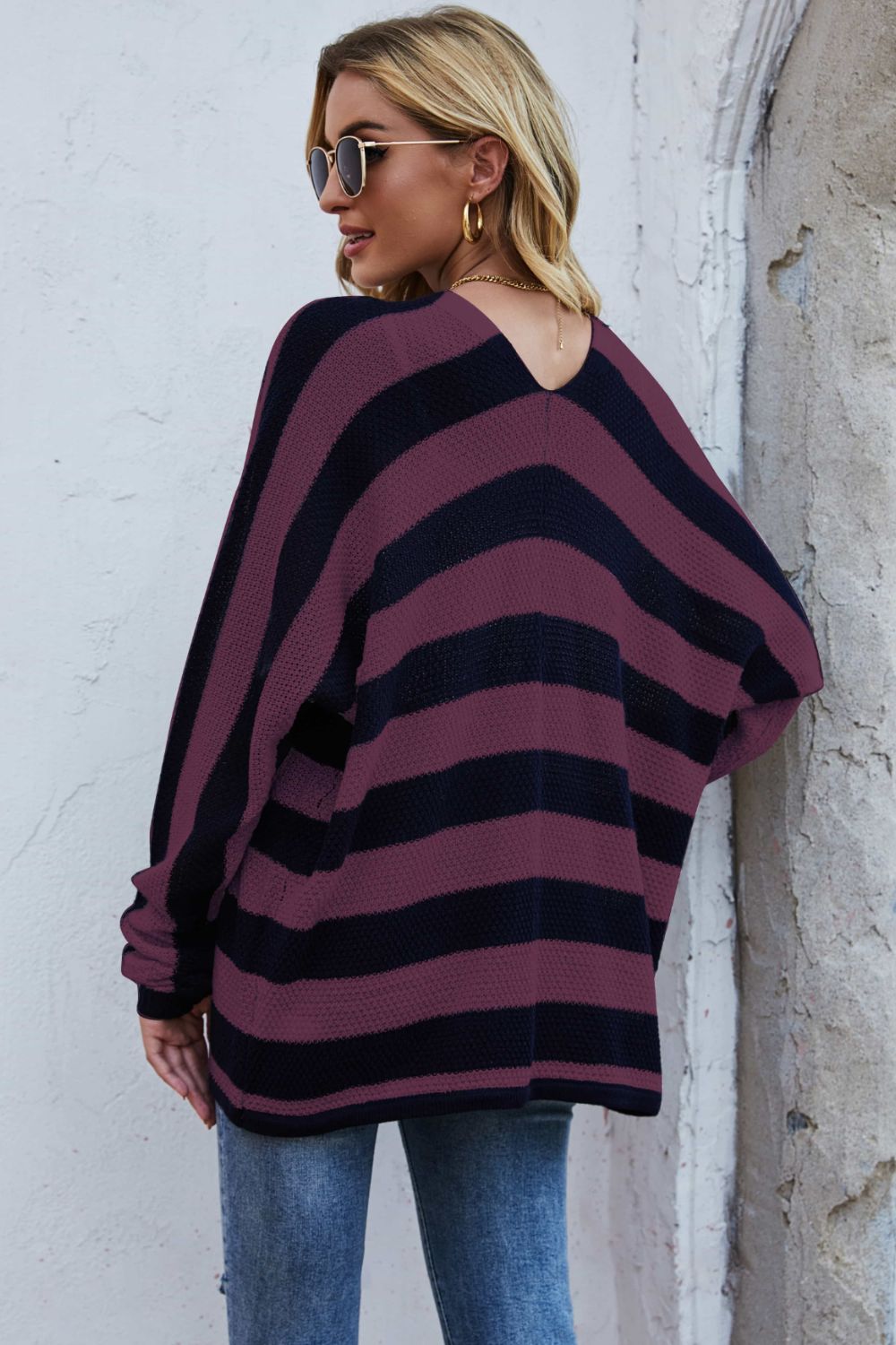 Honeybee Mumford's Striped Dolman Sleeve Open Front Cardigan