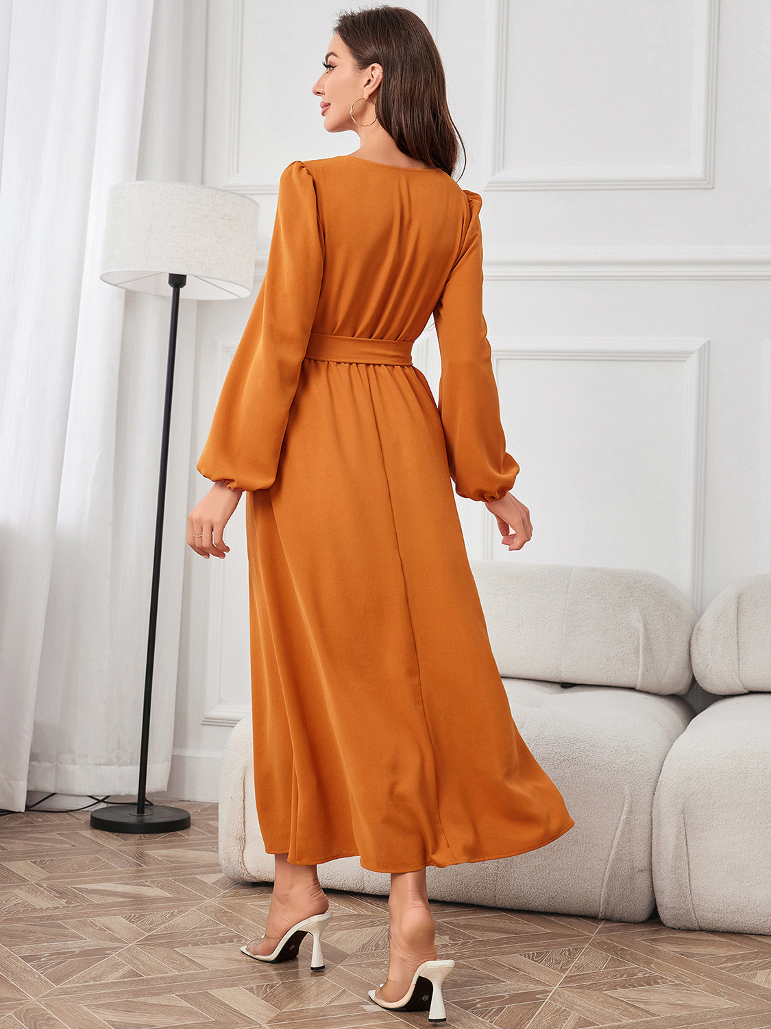 Honeybee Mumford's Tie Waist Puff Sleeve Maxi Dress