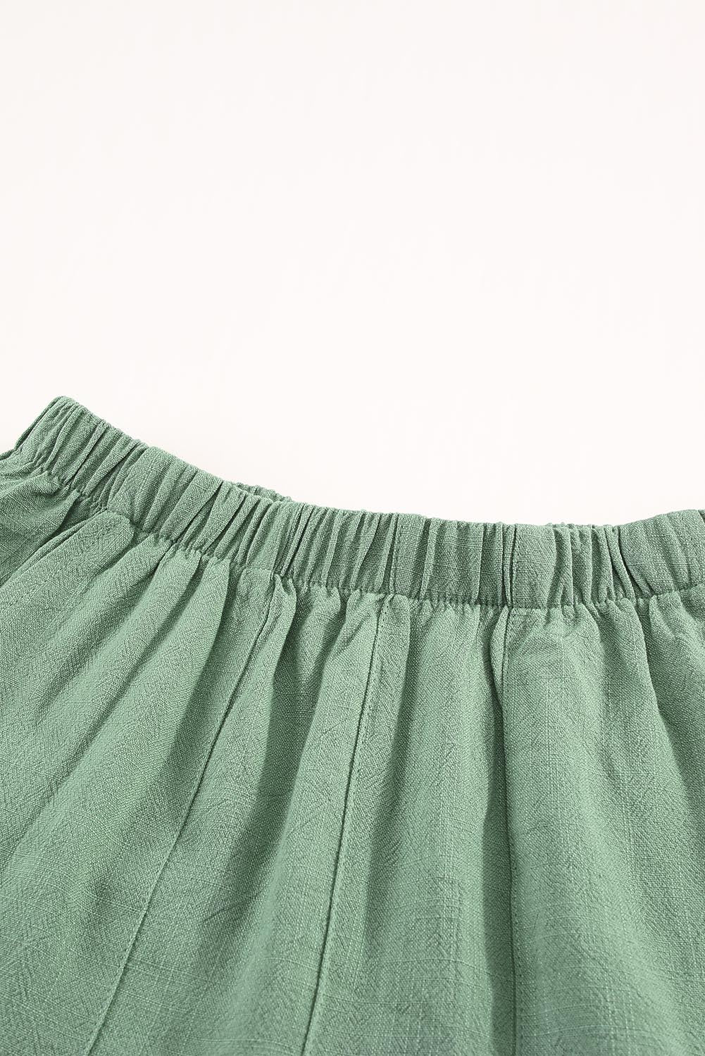 Honeybee Mumford's Green High Waist Pocketed Ruffle Shorts