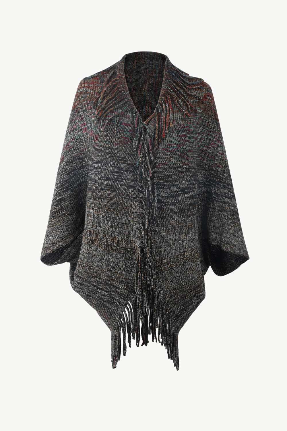 Honeybee Mumford's Multicolored Fringe Trim Poncho