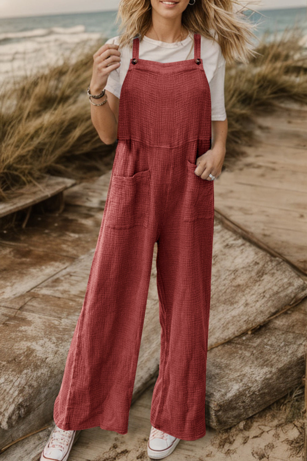 Honeybee Mumford's Full Size Wide Leg Front Pocket Jumpsuit