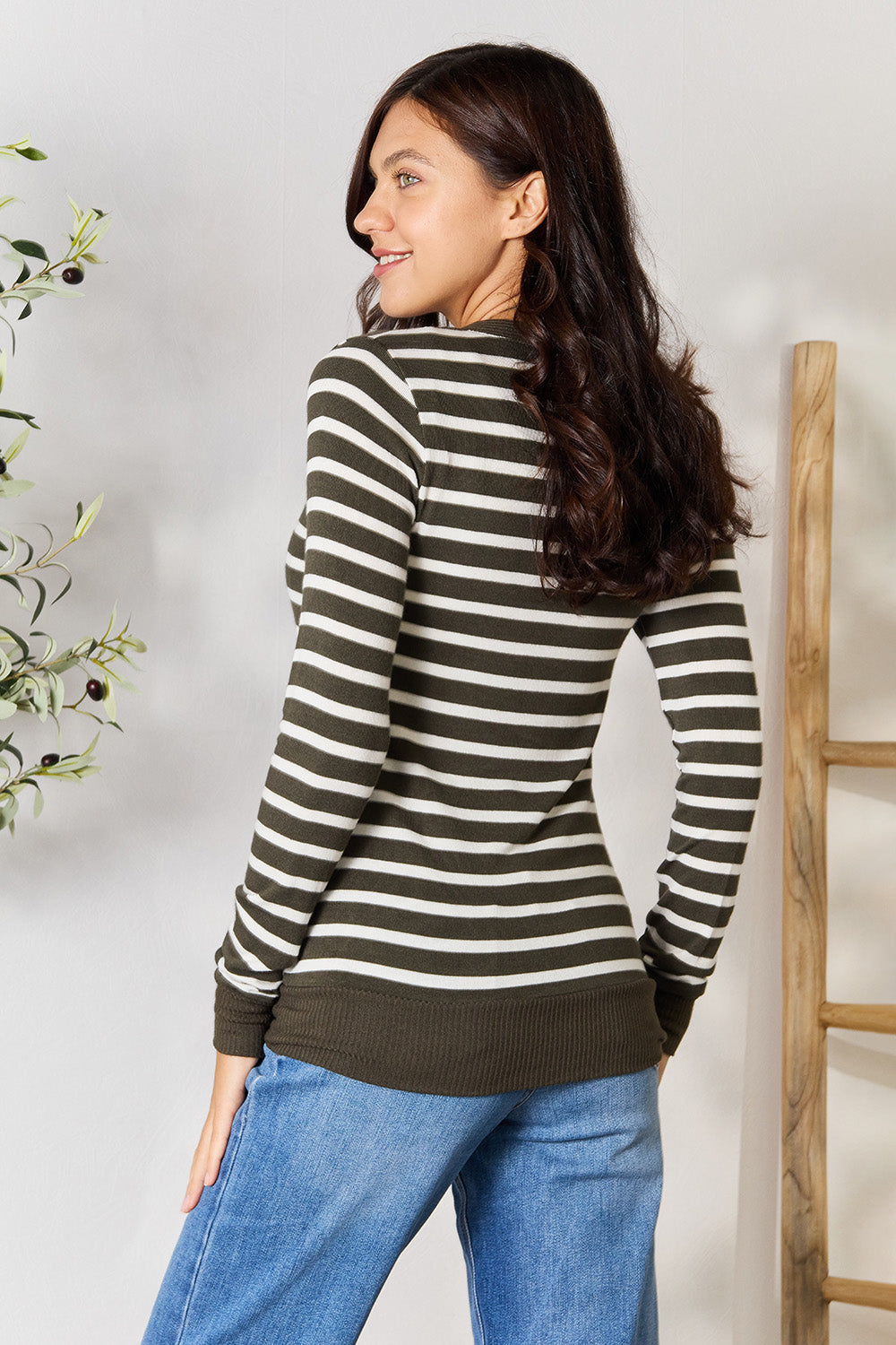 Honeybee Mumford's Full Size Striped Snap Down Cardigan