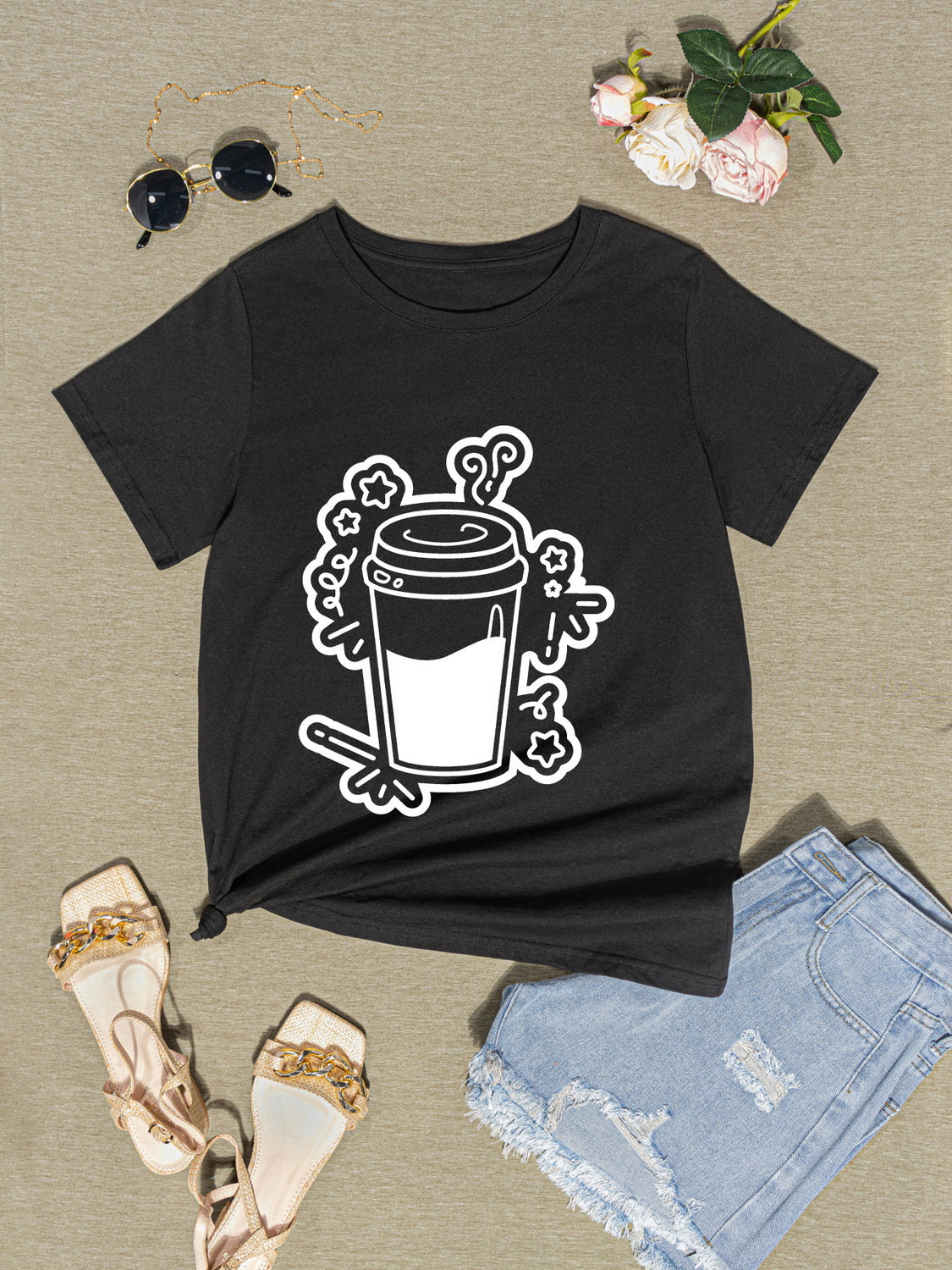 Honeybee Mumford's Coffee Round Neck Short Sleeve T-Shirt