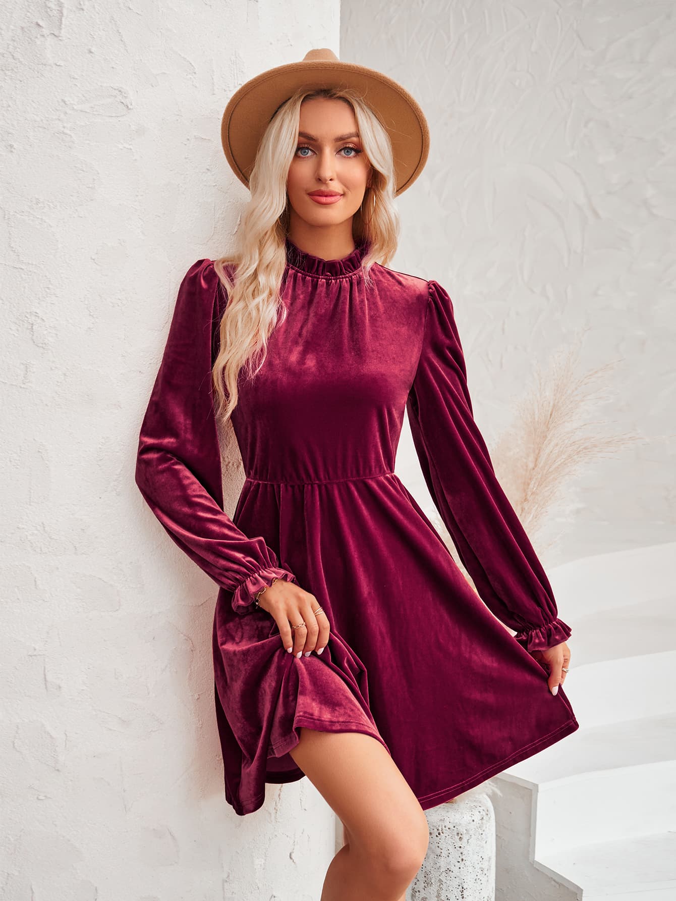 Honeybee Mumford's Long Flounce Sleeve Dress w/ A-Line