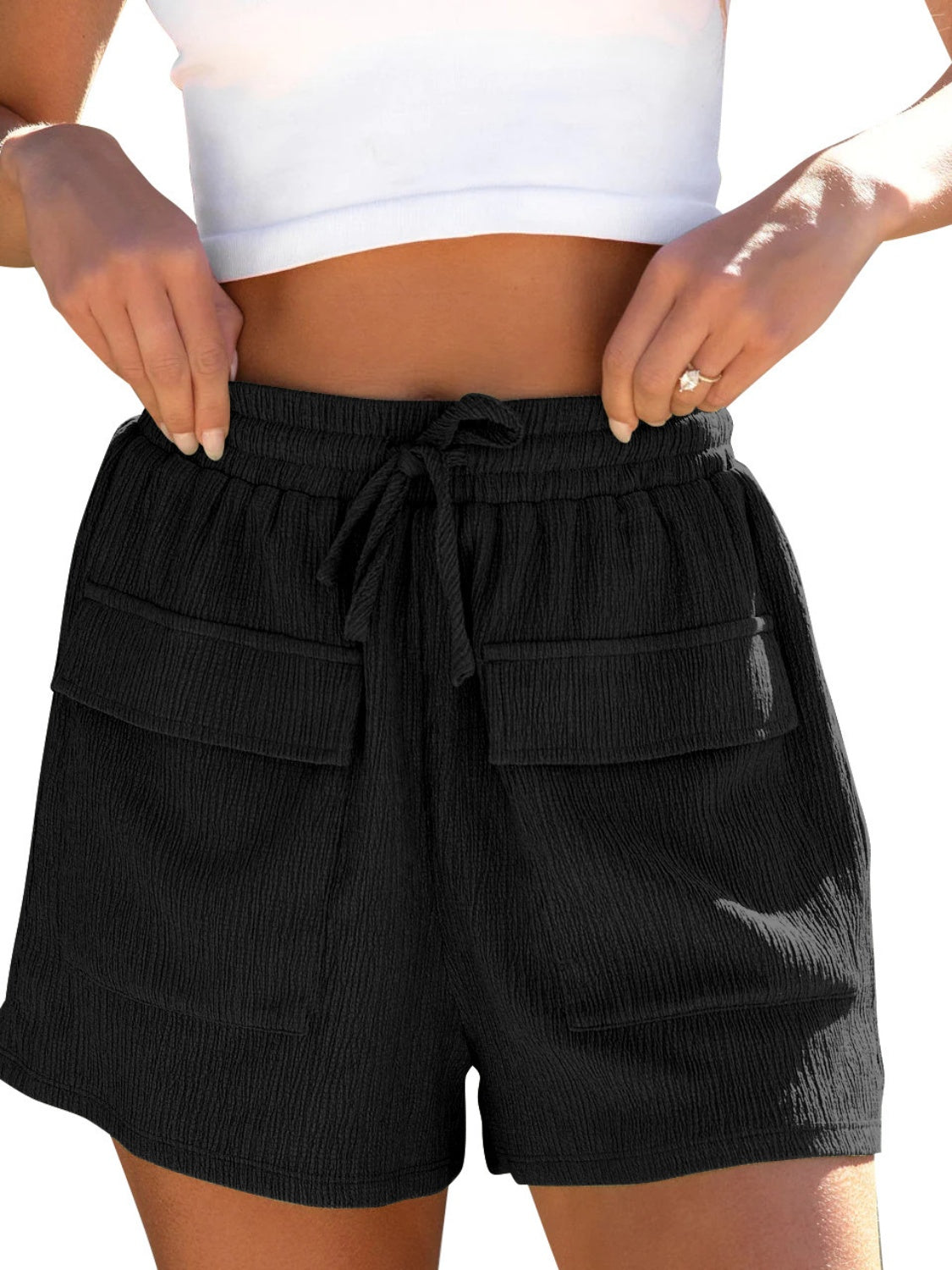 Honeybee Mumford's Drawstring High Waist Shorts with Pockets