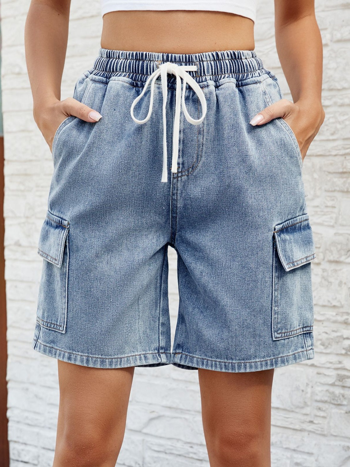 Honeybee Mumford's Drawstring Denim Shorts with Pockets