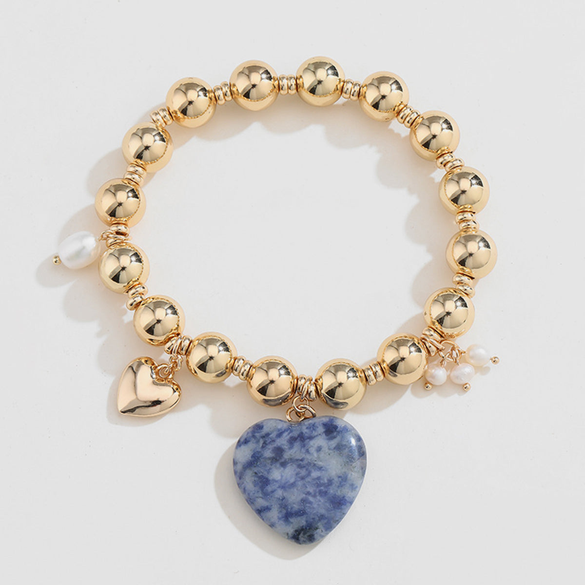 honeybee Mumford's Natural Stone Gold-Plated Heart Bracelet