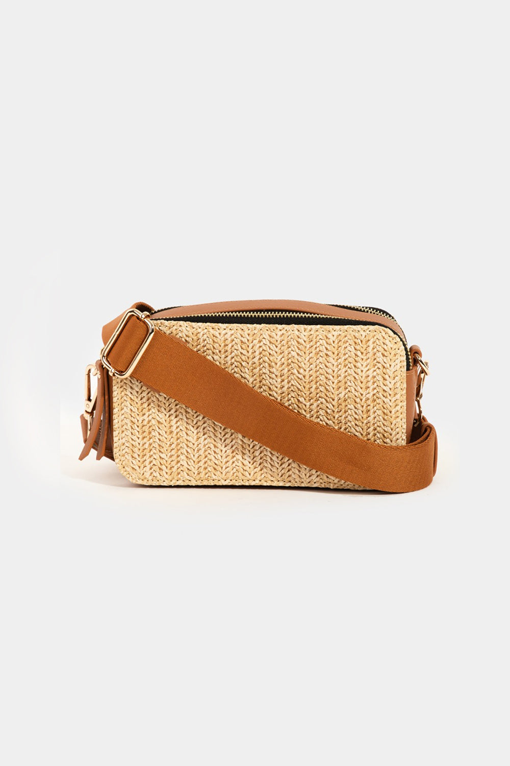 Honeybee Mumford's Straw Contrast Crossbody Bag