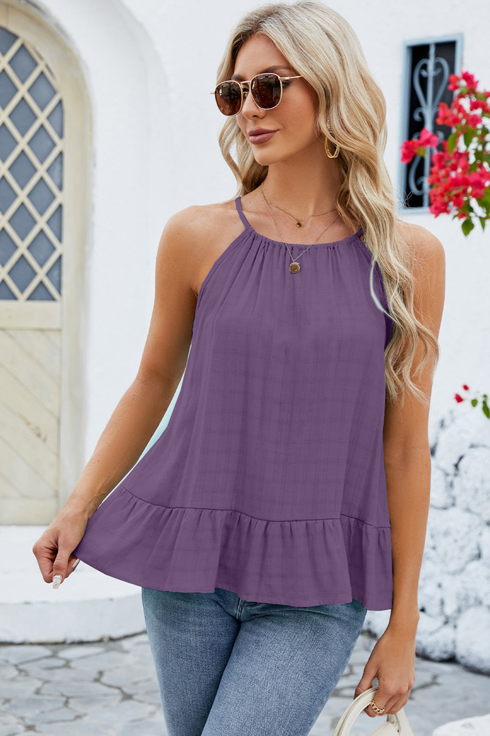 Honeybee Mumford's Tied Ruffled Round Neck Cami