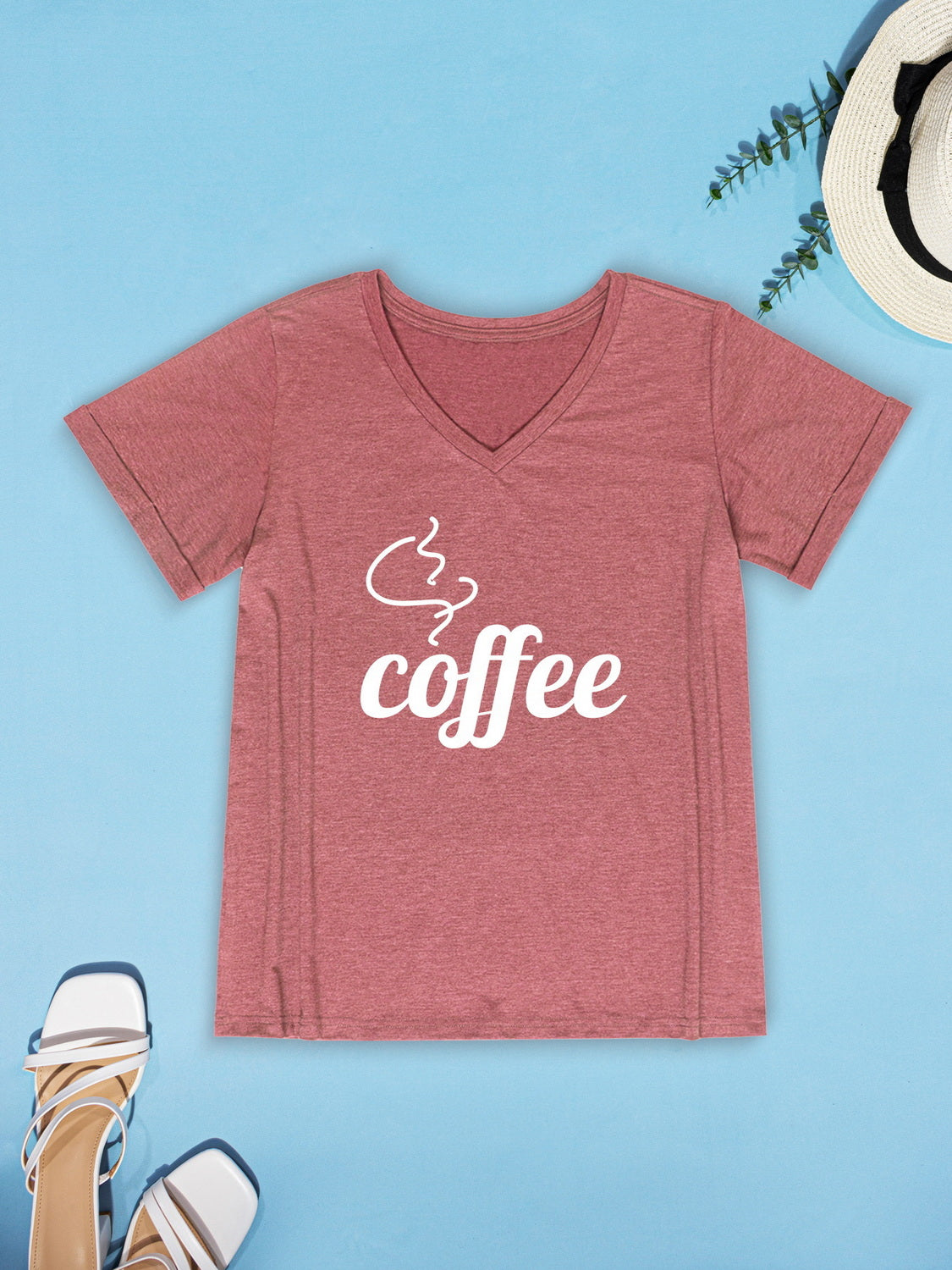 Honeybee Mumford's COFFEE V-Neck Short Sleeve T-Shirt