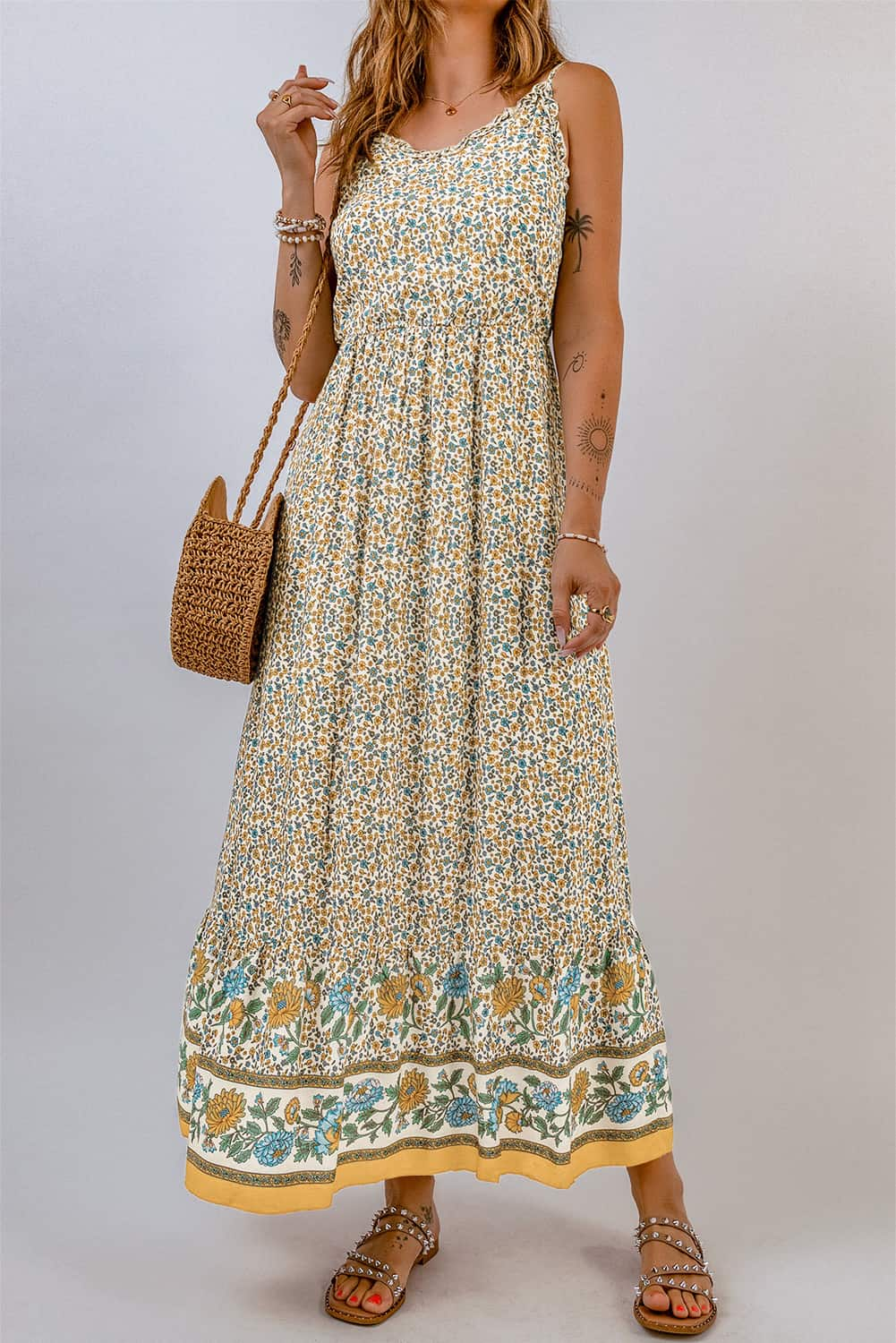 Honeybee Mumford's Casual Bohemian Spaghetti Strap Maxi Dress