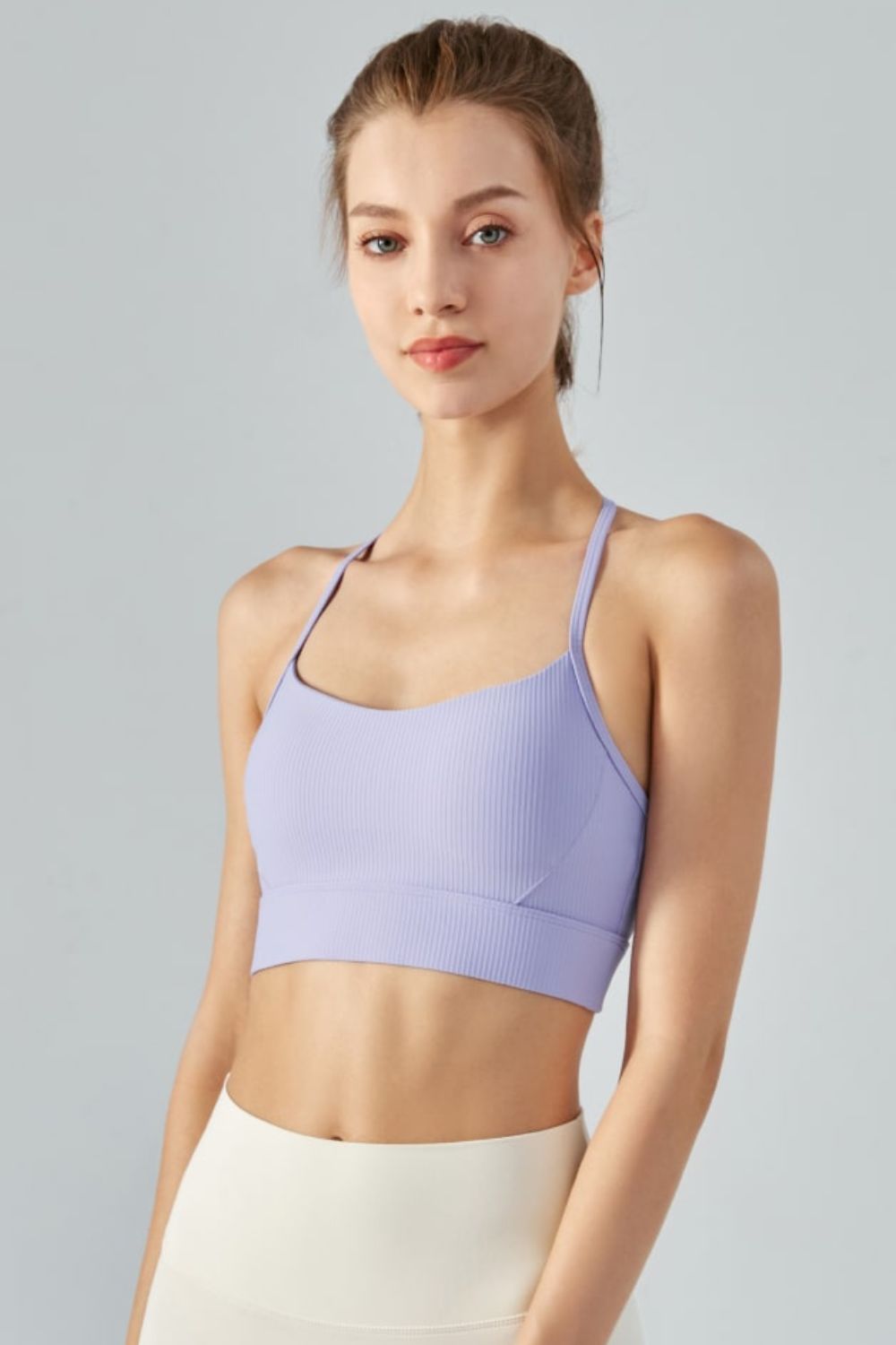 Honeybee Mumford's Ribbed Halter Neck Open Back Cropped Sports Cami