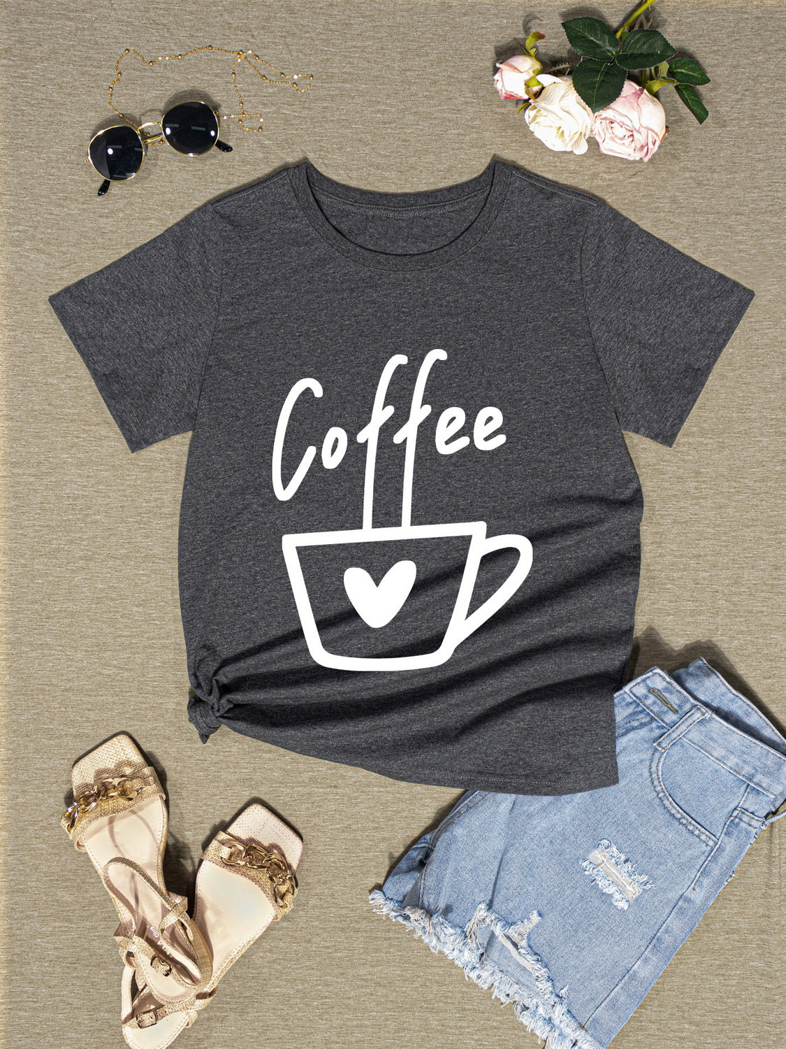 Honeybee Mumford's COFFEE Round Neck Short Sleeve T-Shirt